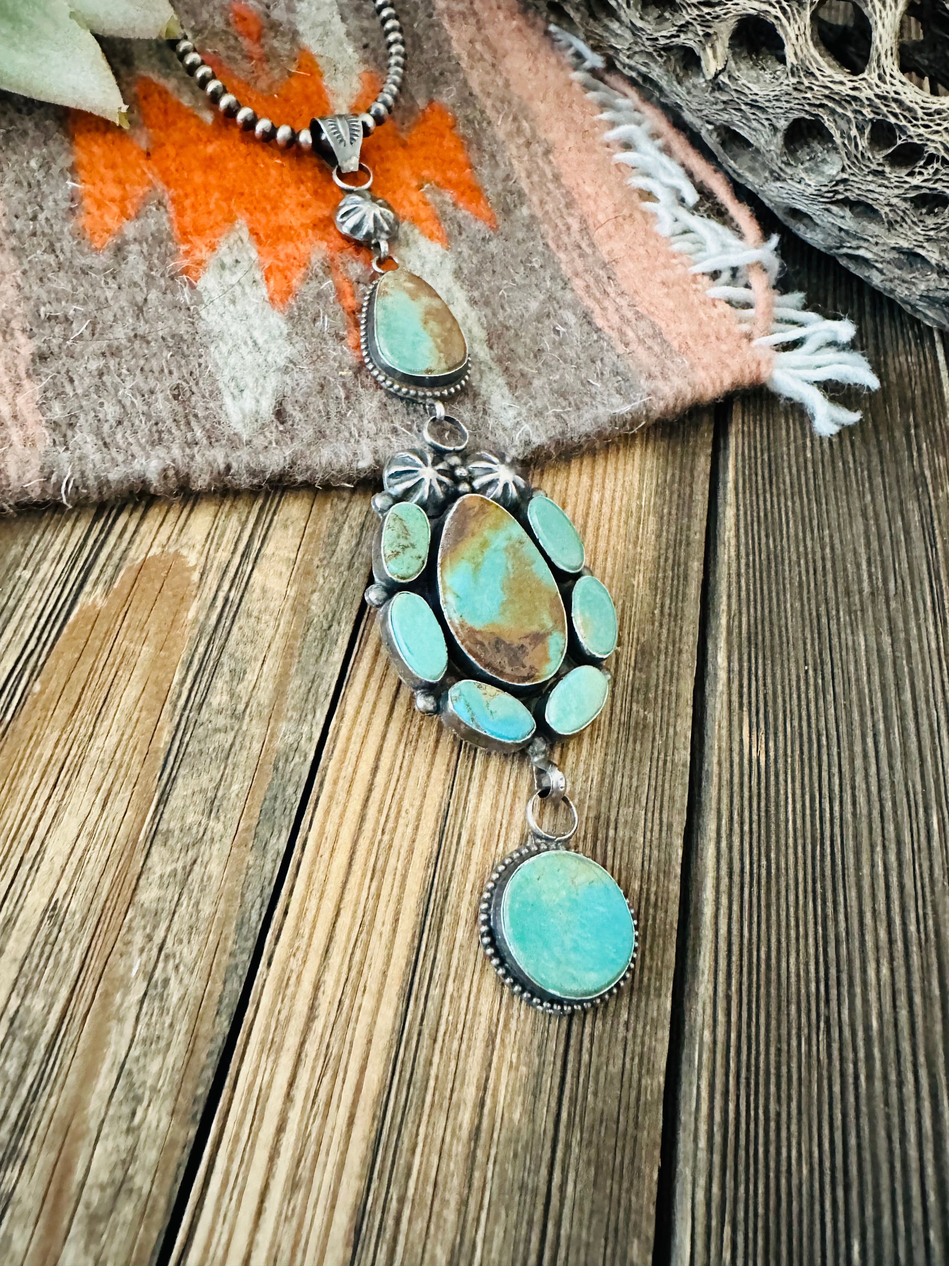 Navajo Royston Turquoise and Sterling Silver Pendant by Jacqueline Silver