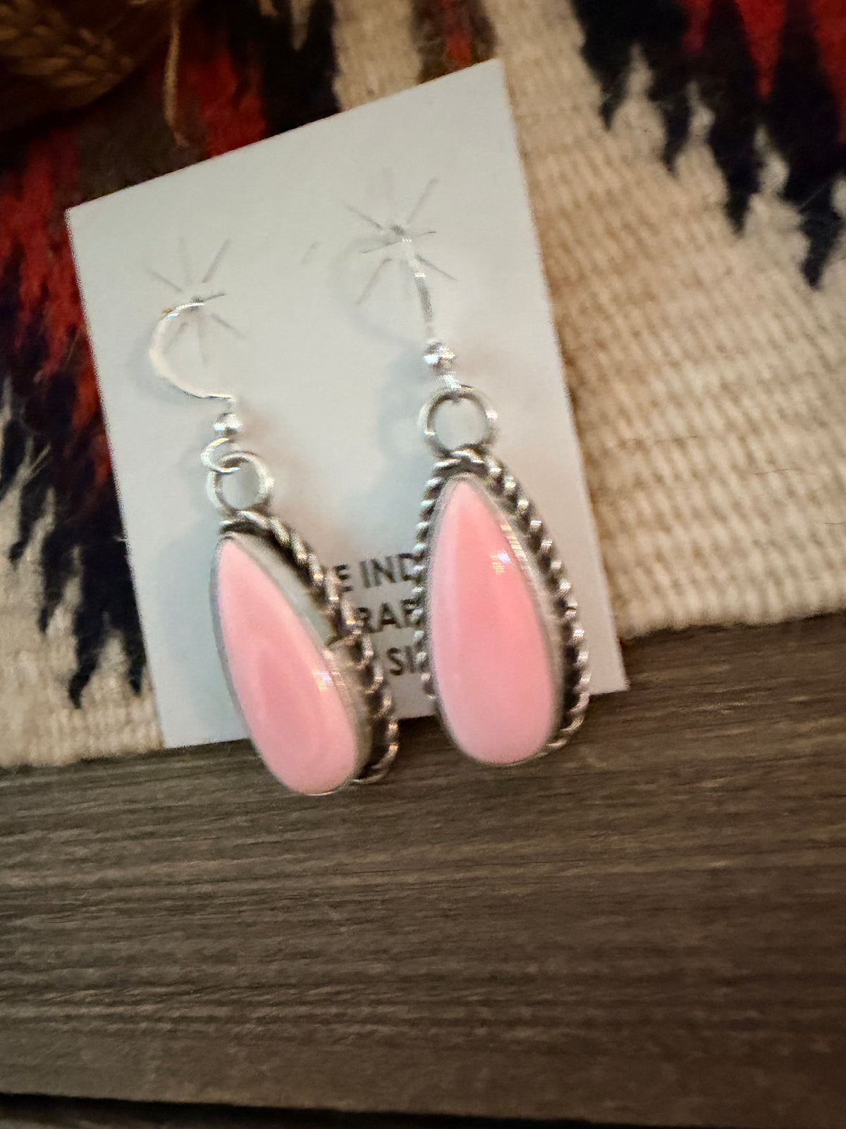 Handcrafted Queen Pink Conch & Sterling Silver Dangle Earrings