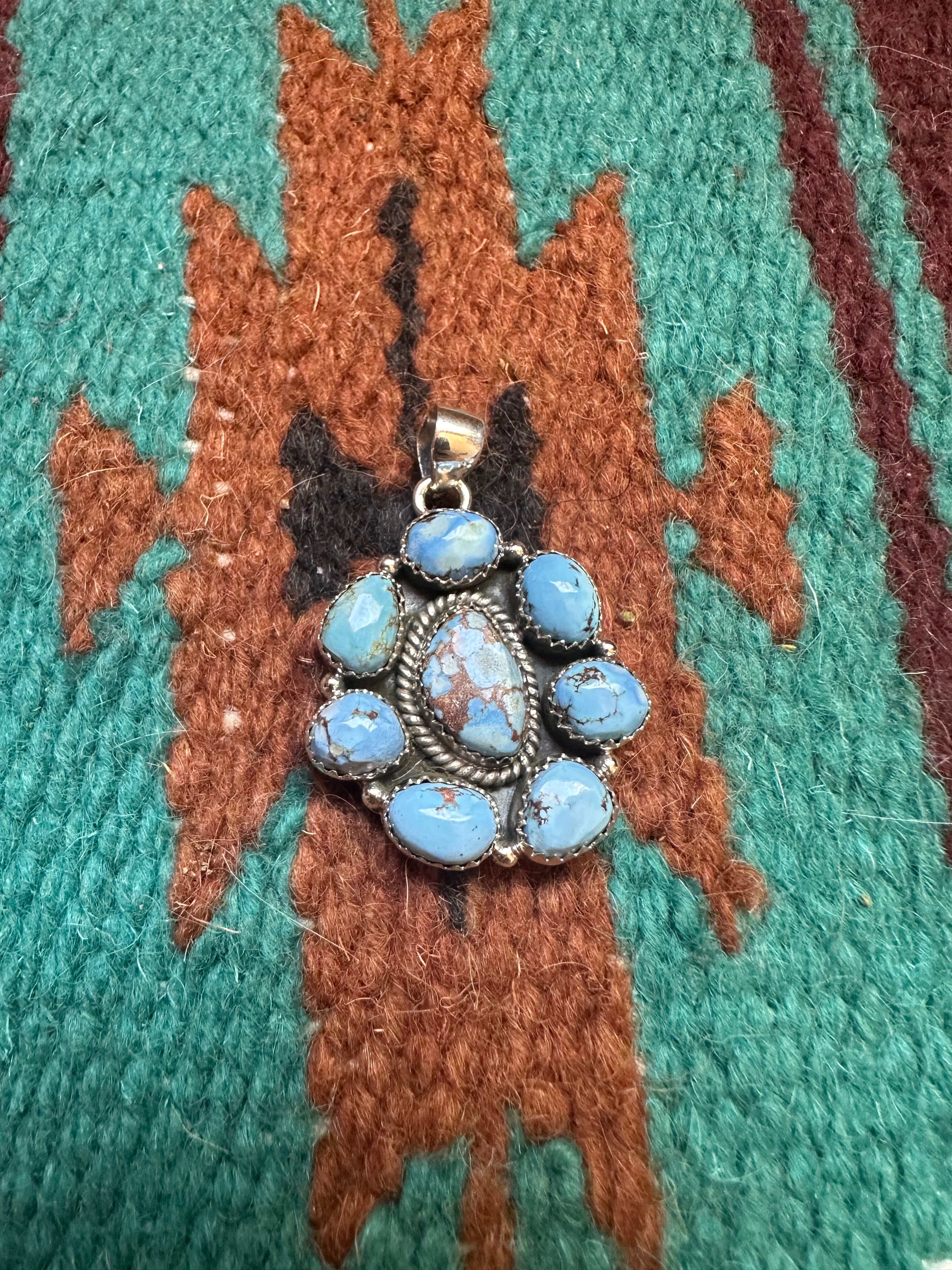 Handmade Golden Hills Turquoise & Sterling Silver Pendant