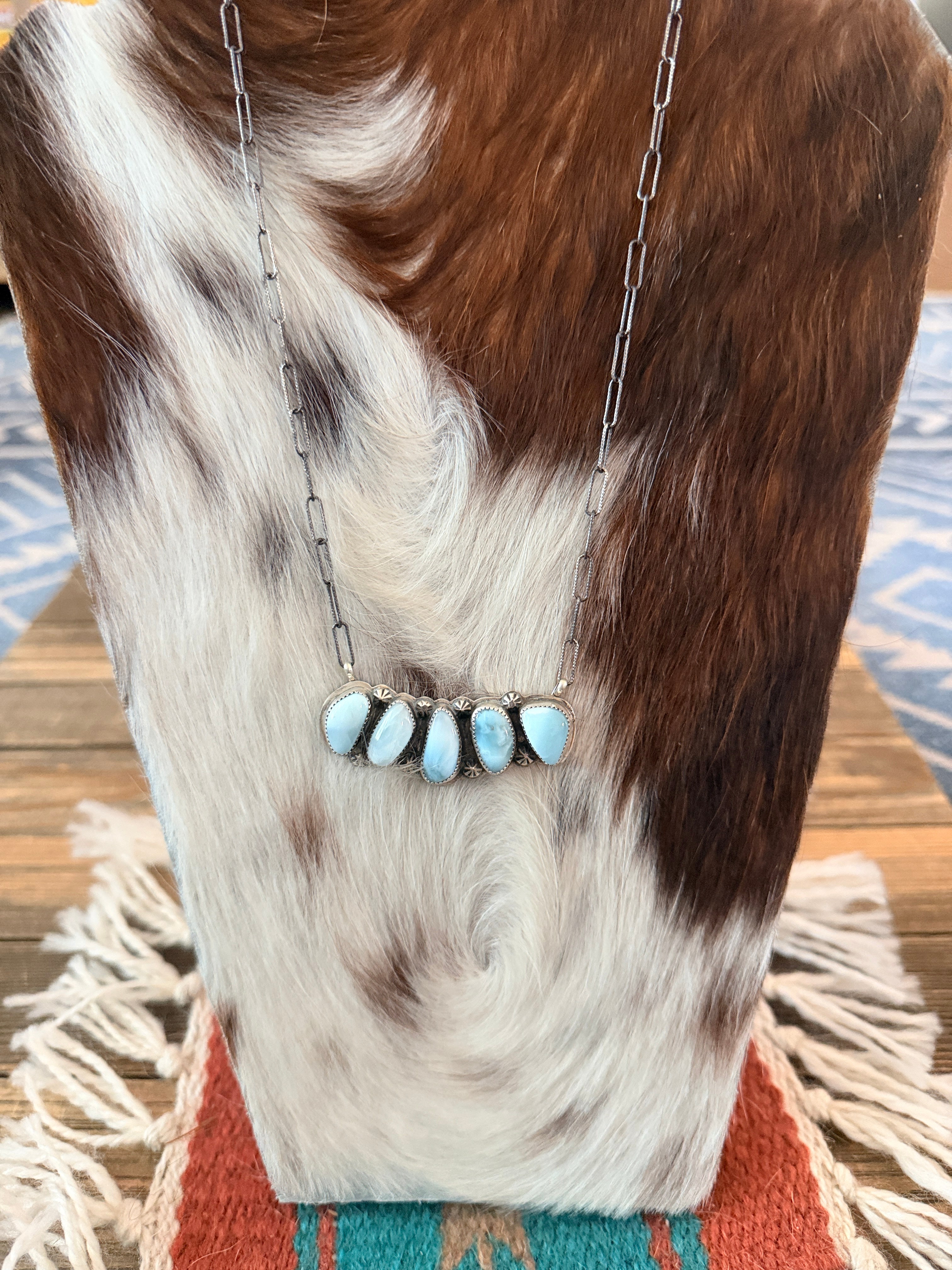 Handmade Sterling Silver and Larimar Necklace Necklace