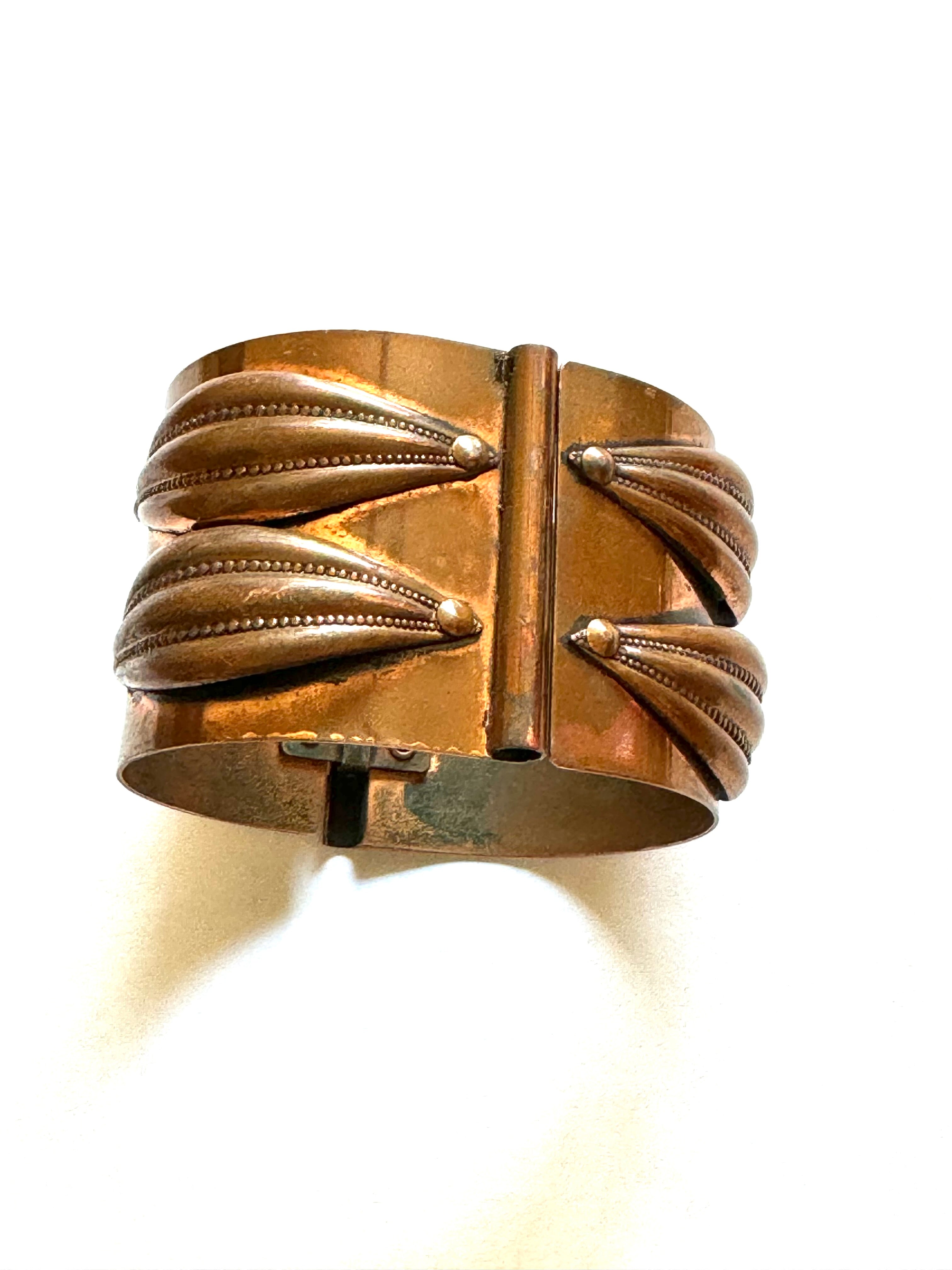 Vintage Handmade Copper Spring Cuff Bracelet