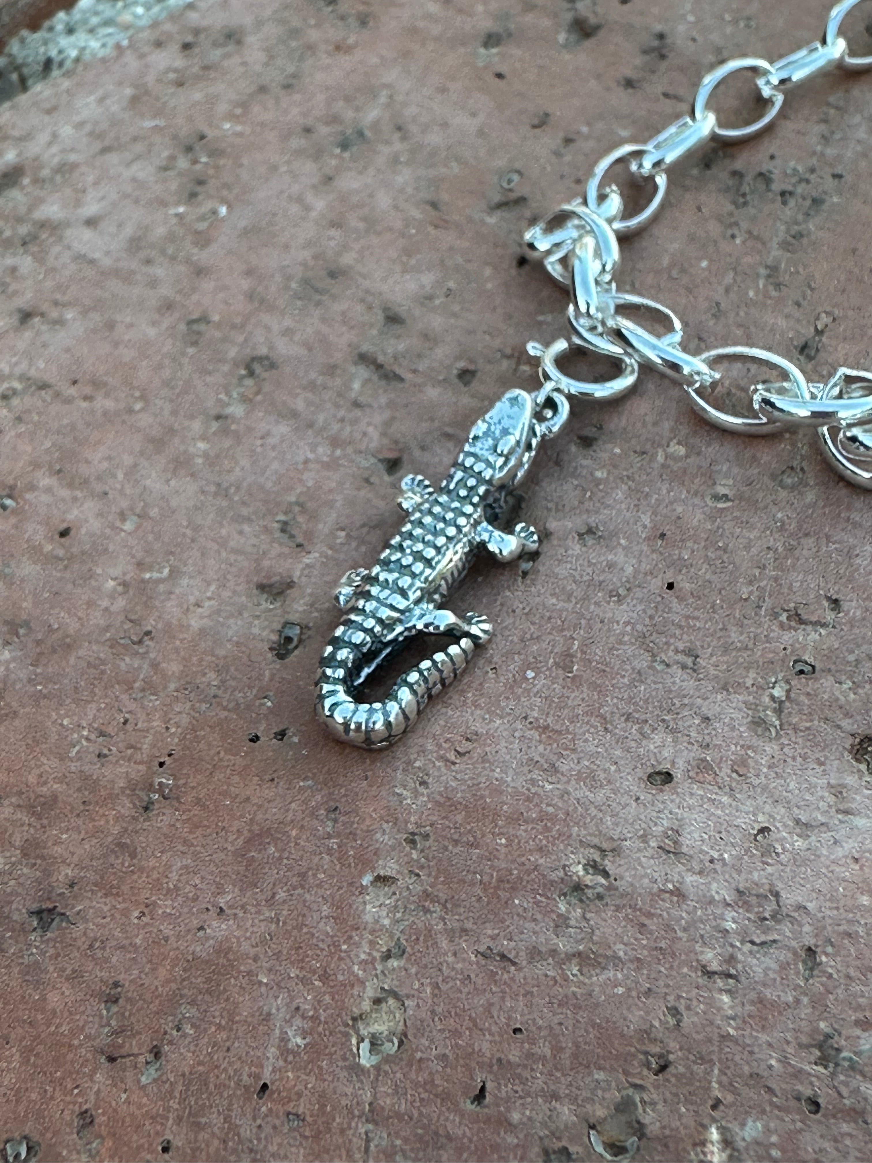 Navajo Crafted Sterling Silver Alligator Charm