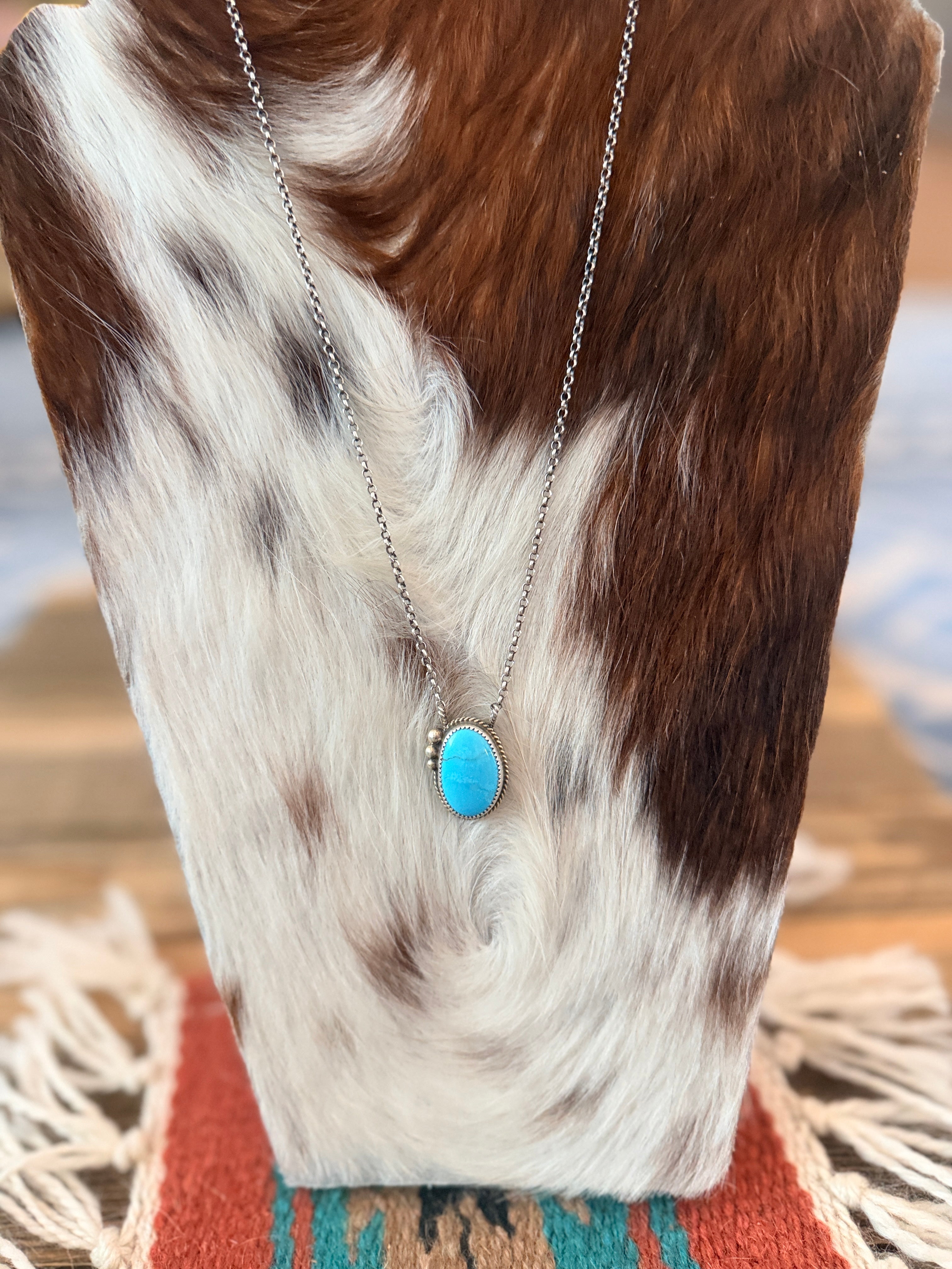 Handmade Sterling Silver & Kingman Turquoise Necklace
