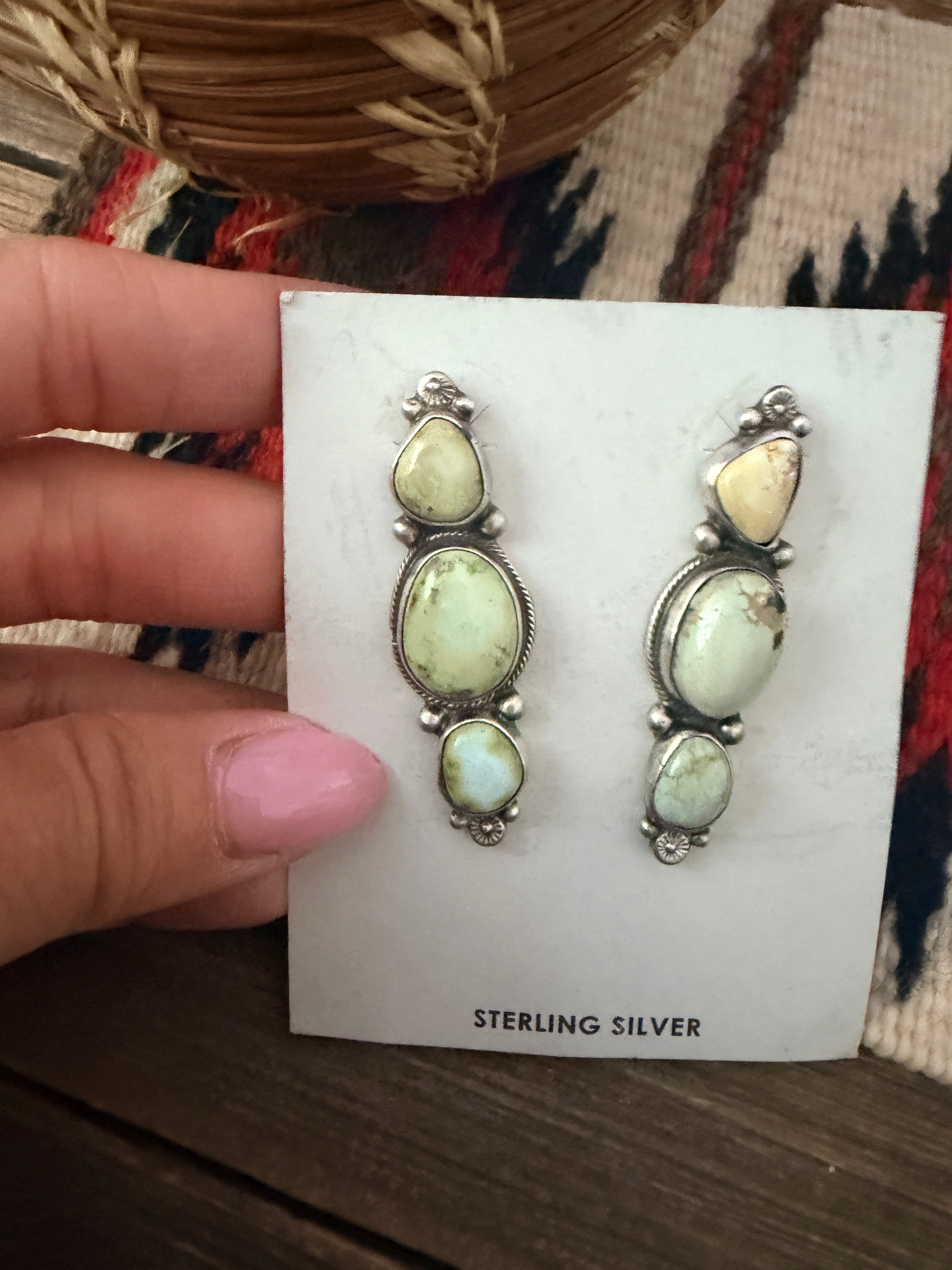 Handcrafted Palomino Turquoise & Sterling Silver Dangle Earrings