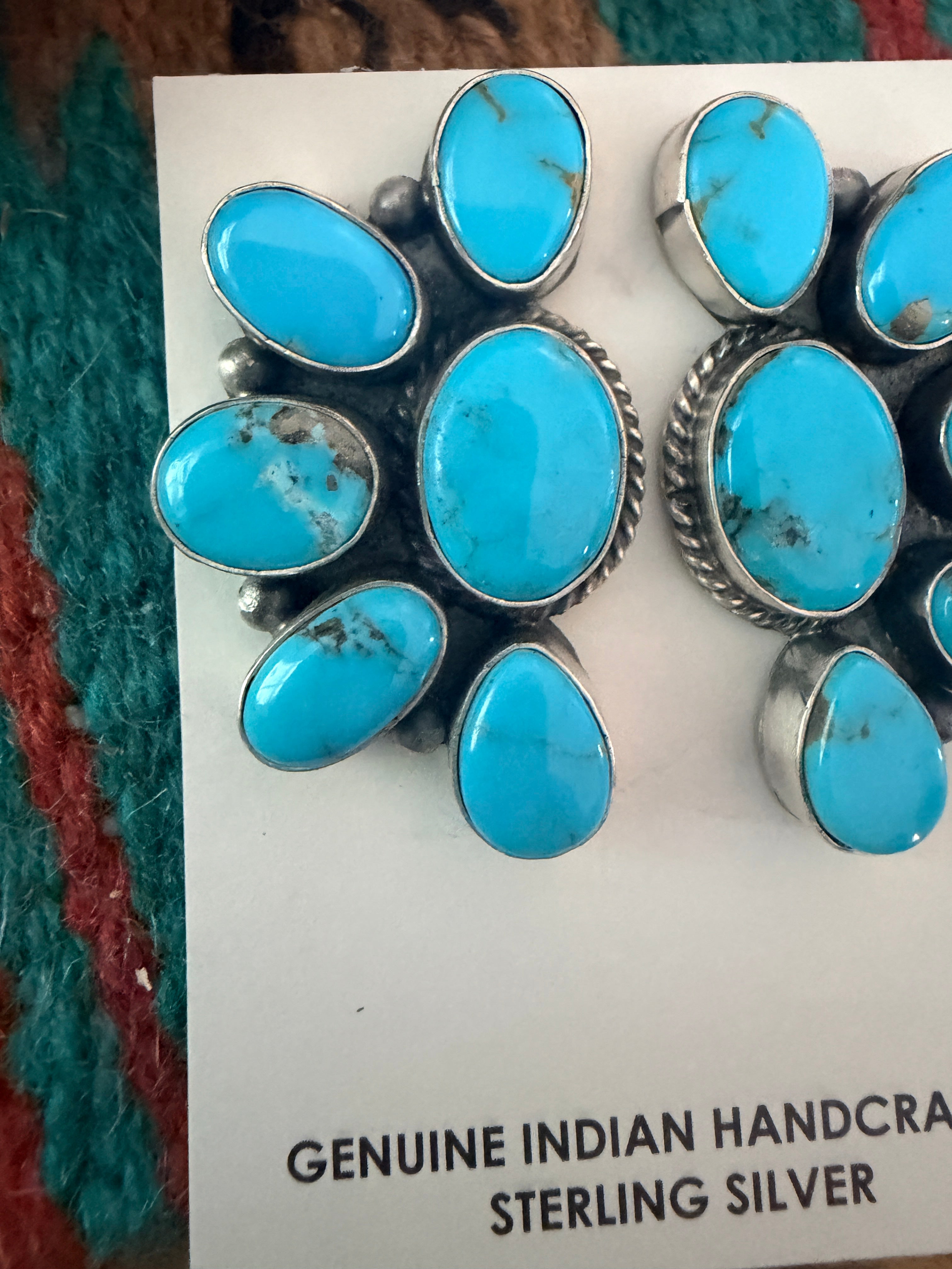 Handcrafted Turquoise & Sterling Silver Post Earrings by Letricia Largo