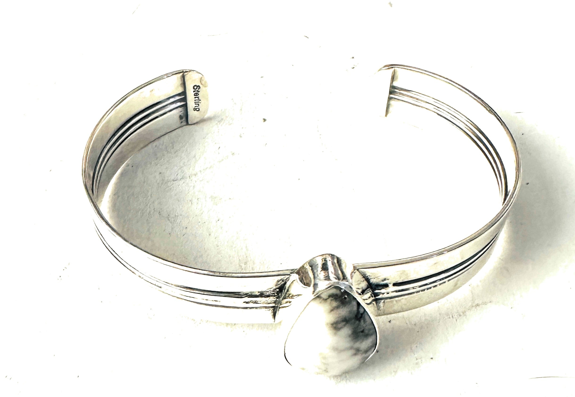 Navajo White Buffalo & Sterling Silver Cuff Bracelet