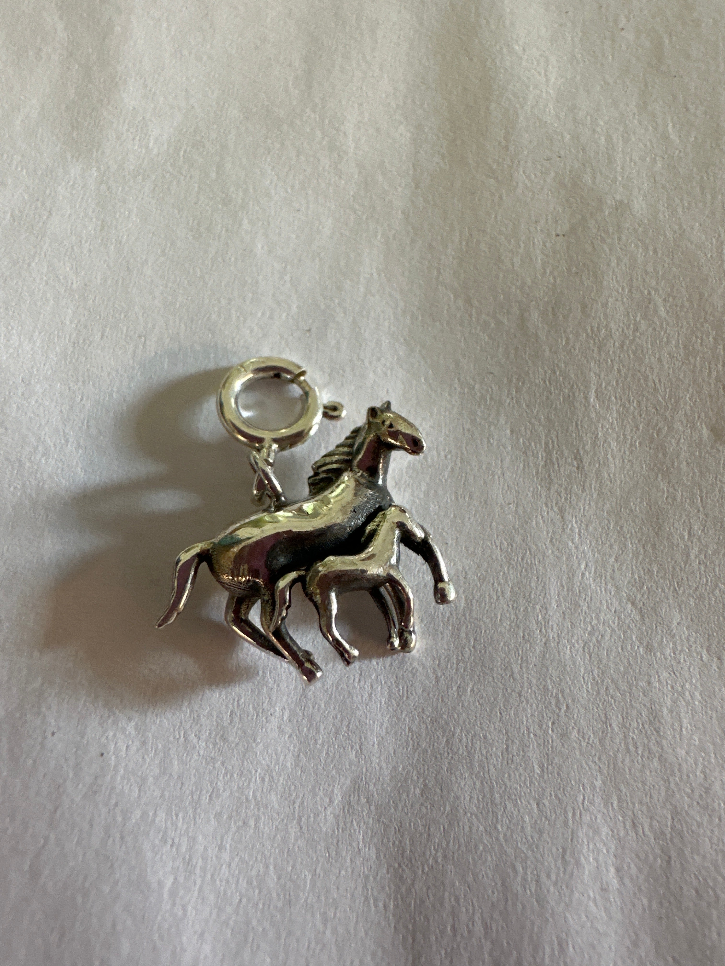 Sterling Silver Mare and Colt Pony Charm