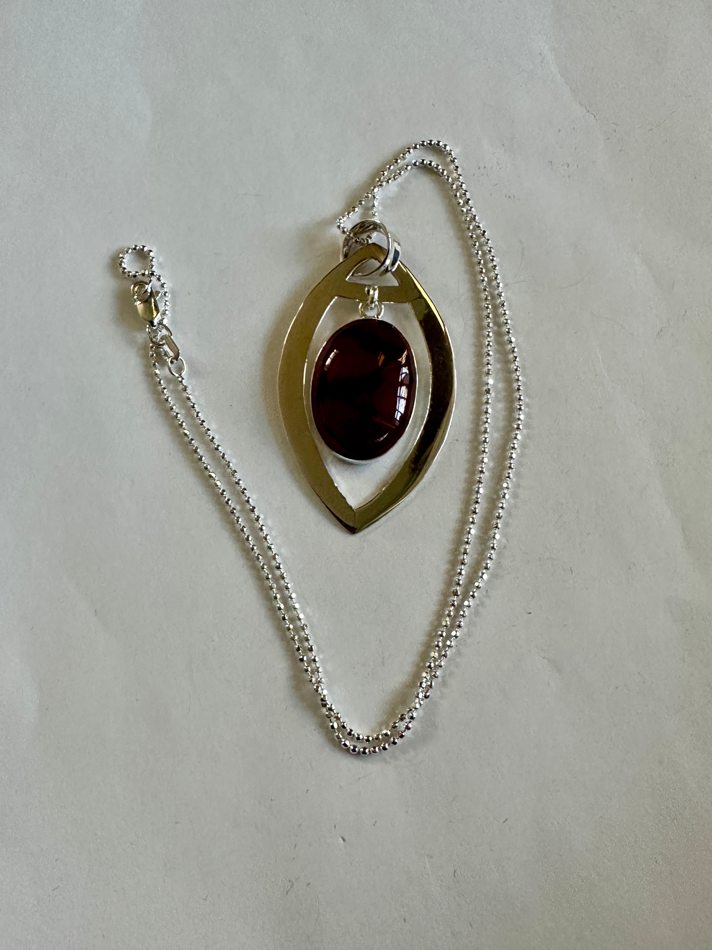 Red Jasper Oval in Elliptical Frame Necklace