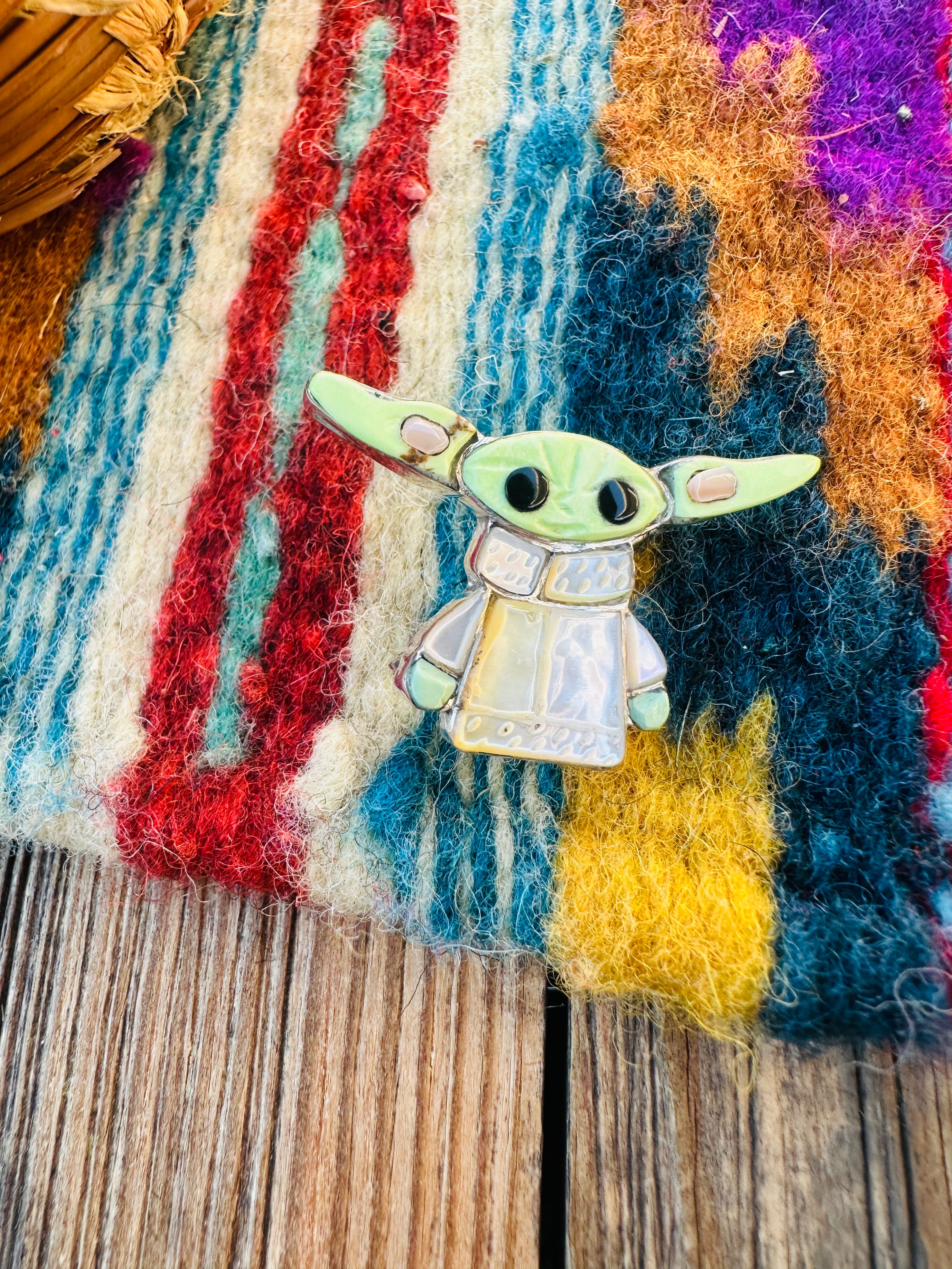 Handcrafted Sterling Silver and Multi Stone Character Brooch