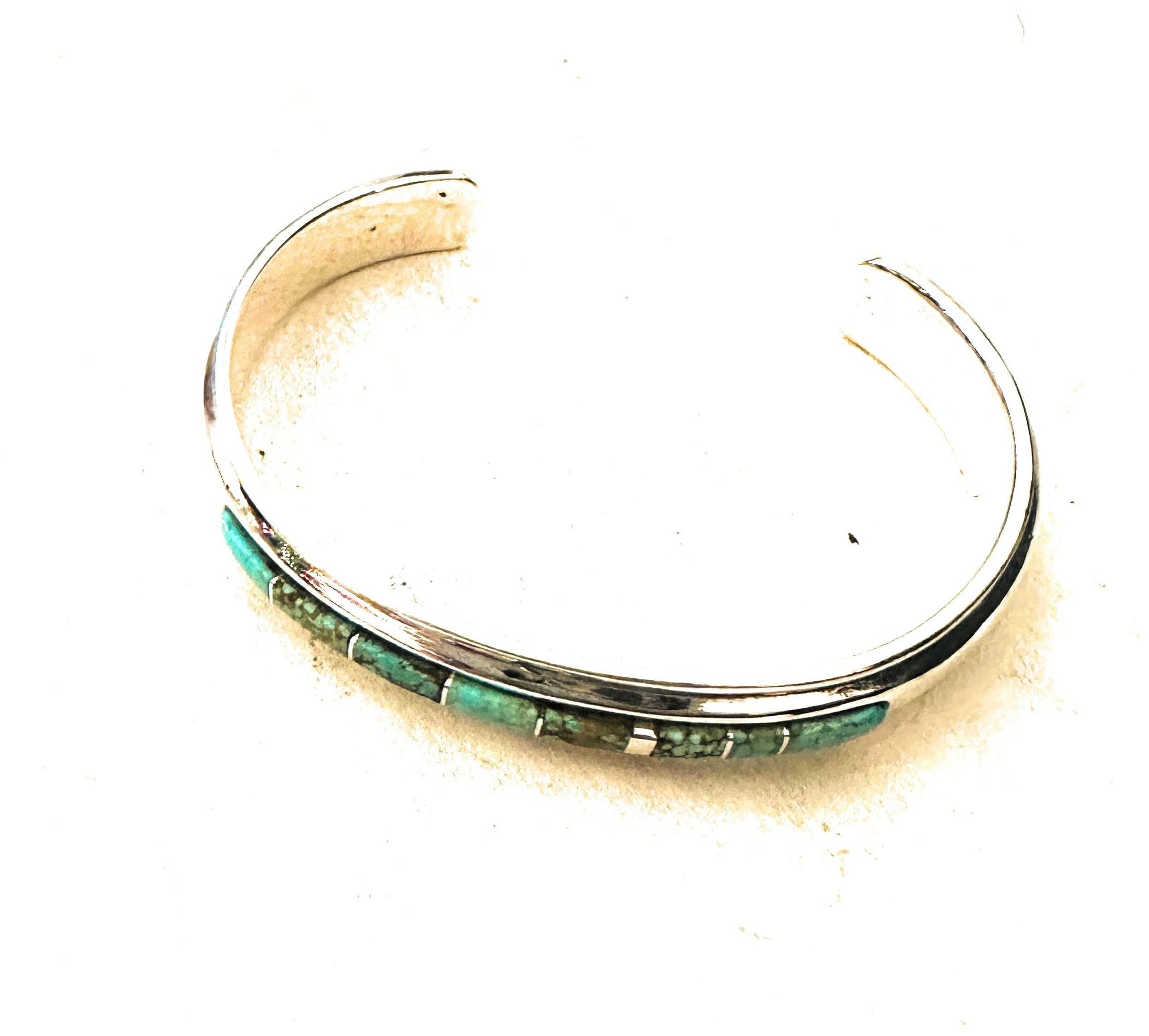 Navajo Turquoise & Sterling Silver Inlay Cuff Bracelet