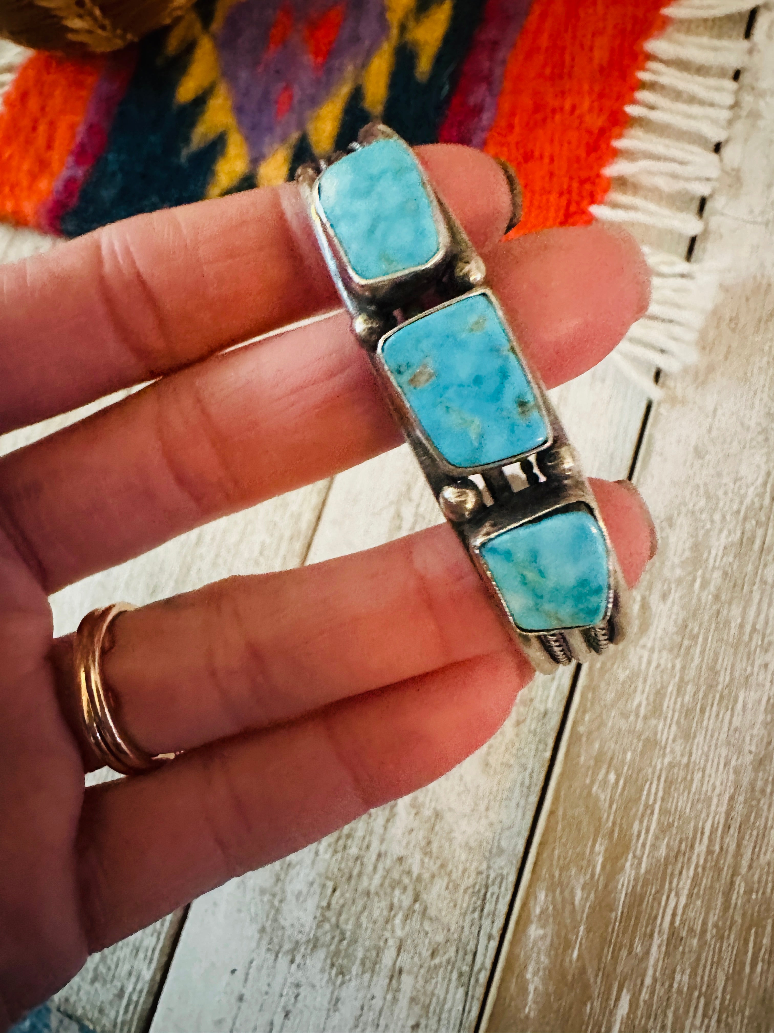 Navajo Sterling Silver & Turquoise Cuff Bracelet