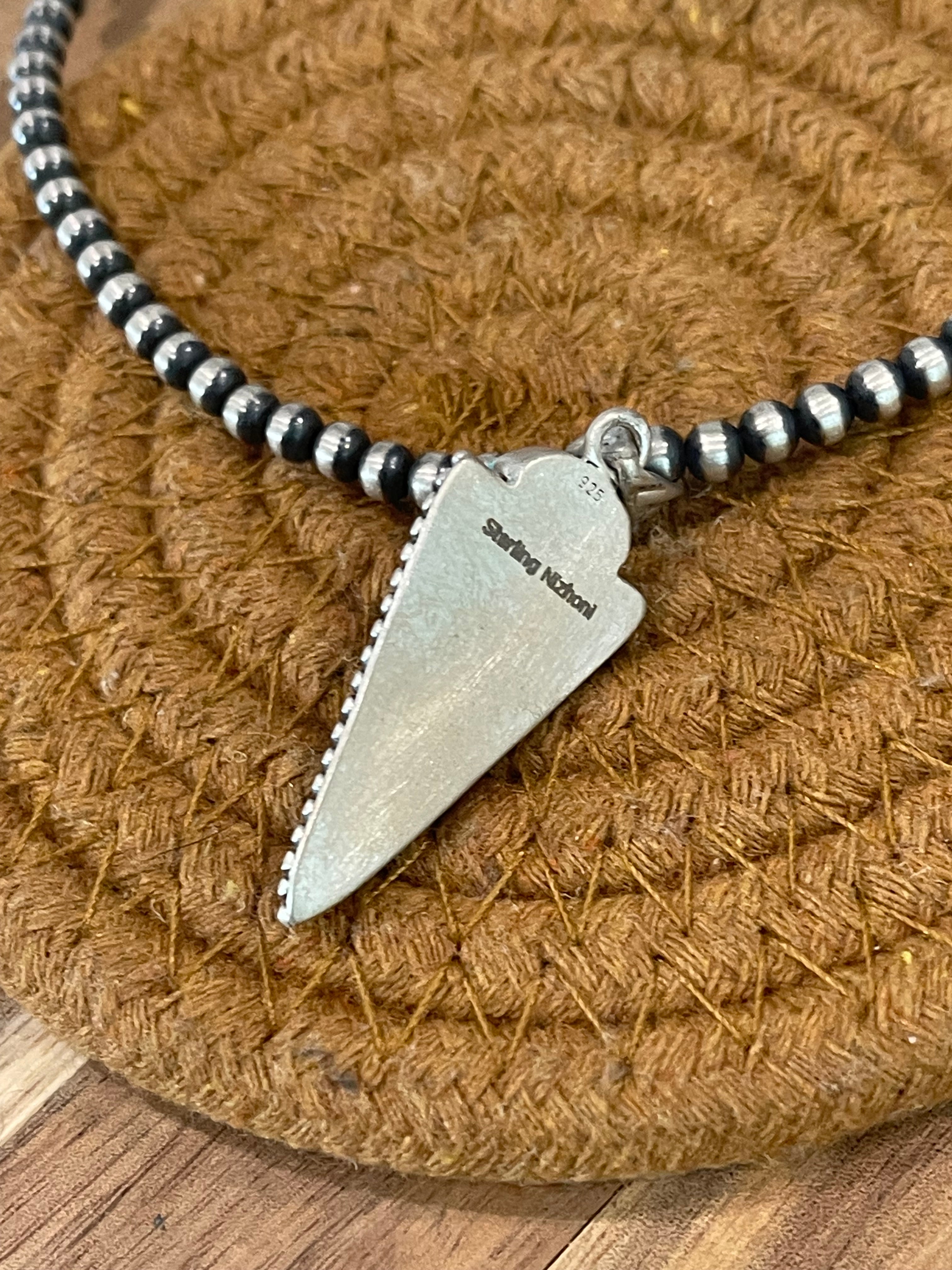 Handmade Sterling Silver & Kingman Turquoise Arrow Pendant