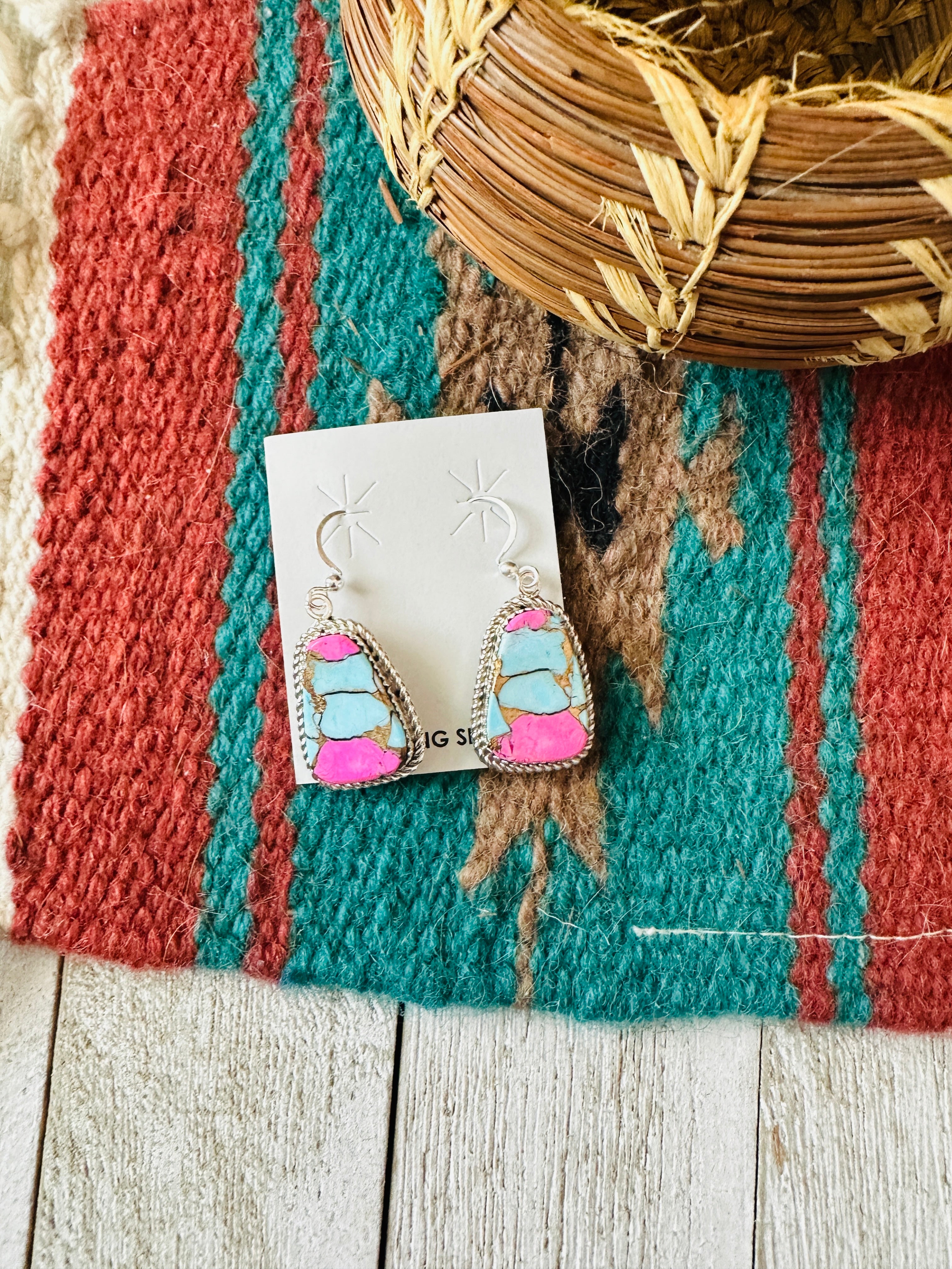 Handcrafted Cotton Candy and Sterling Silver Dangle Earrings