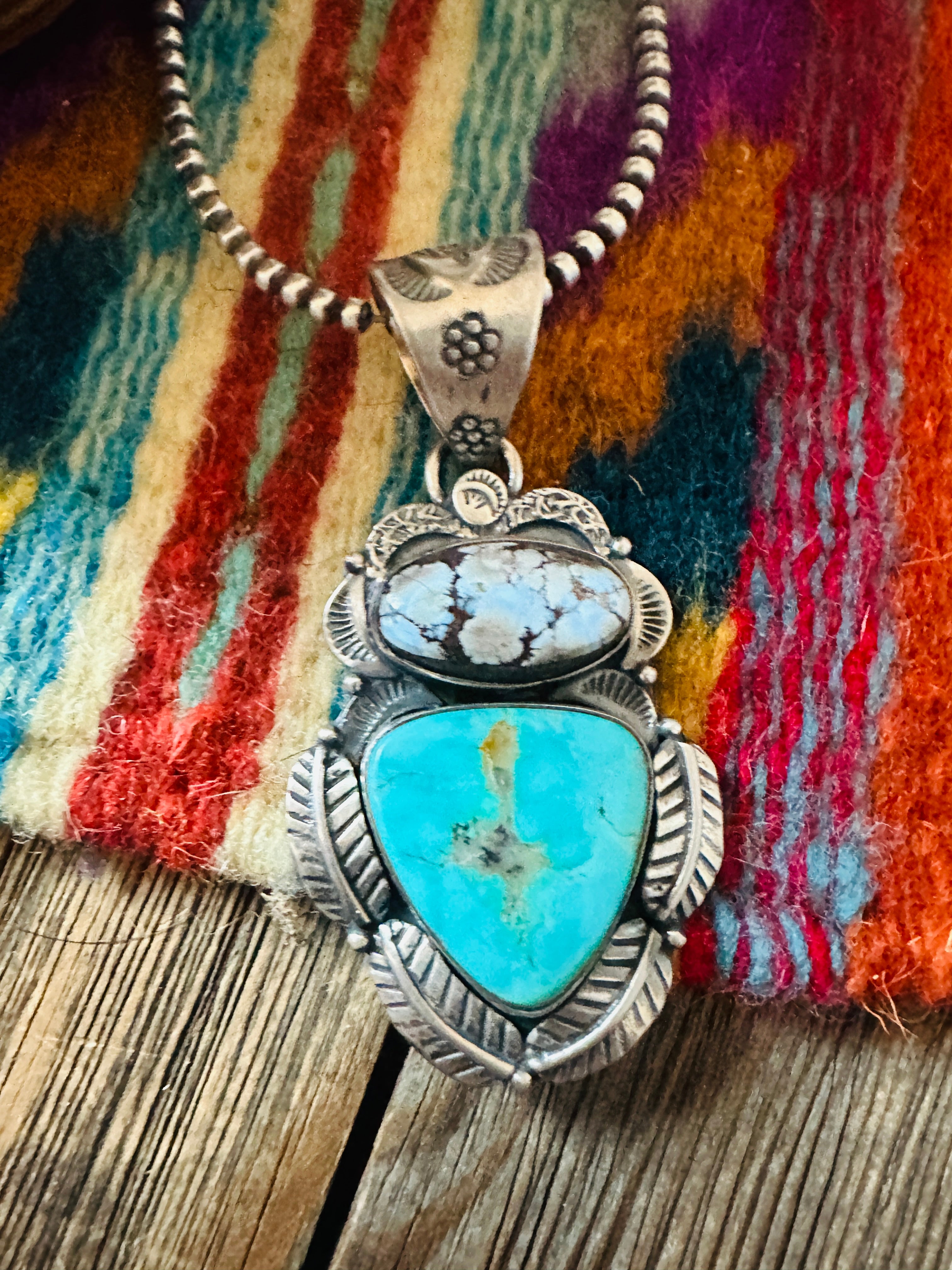 Handcrafted Sterling Silver & Multi Turquoise Pendant