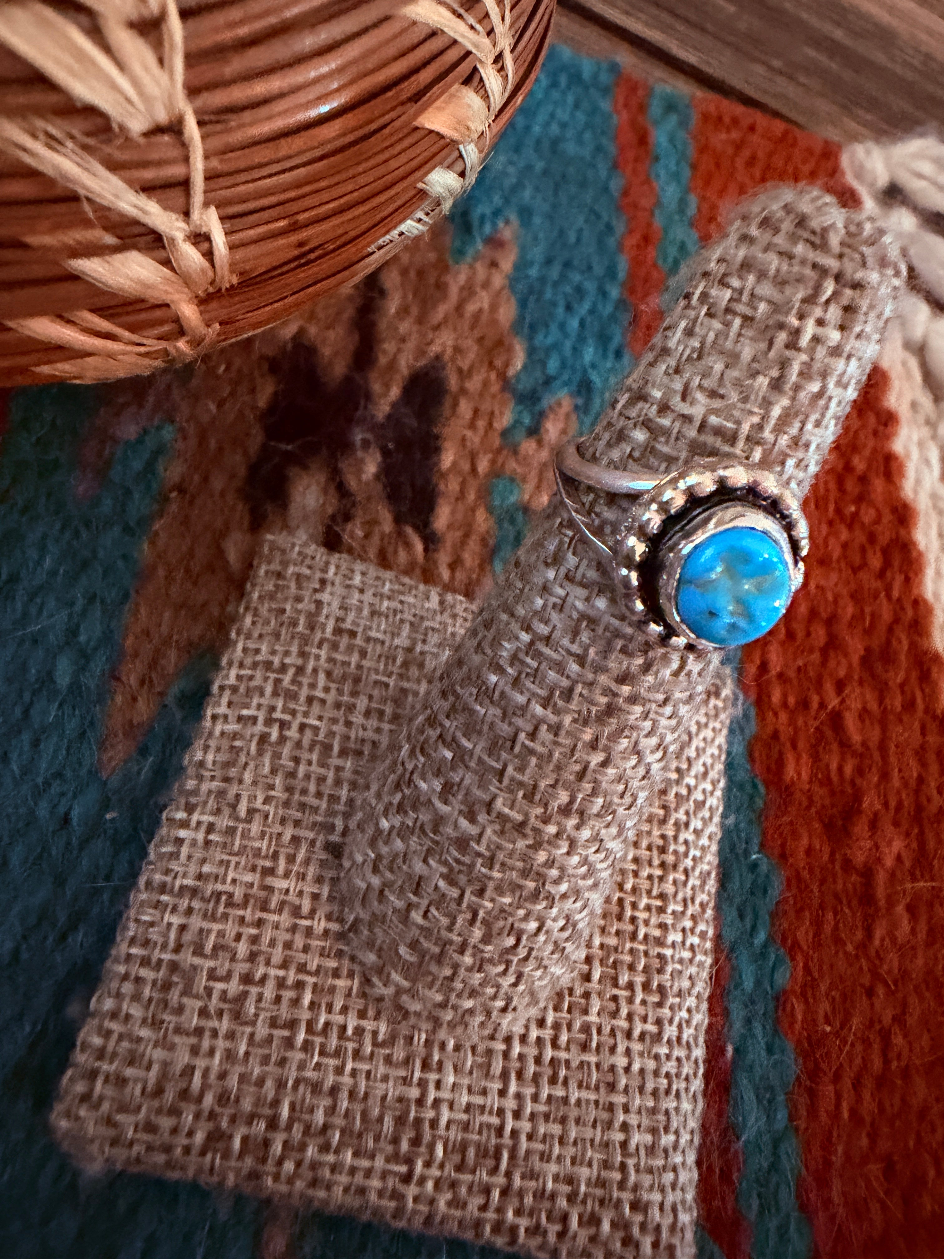 Handcrafted Turquoise & Sterling Silver Ring Size 4.75