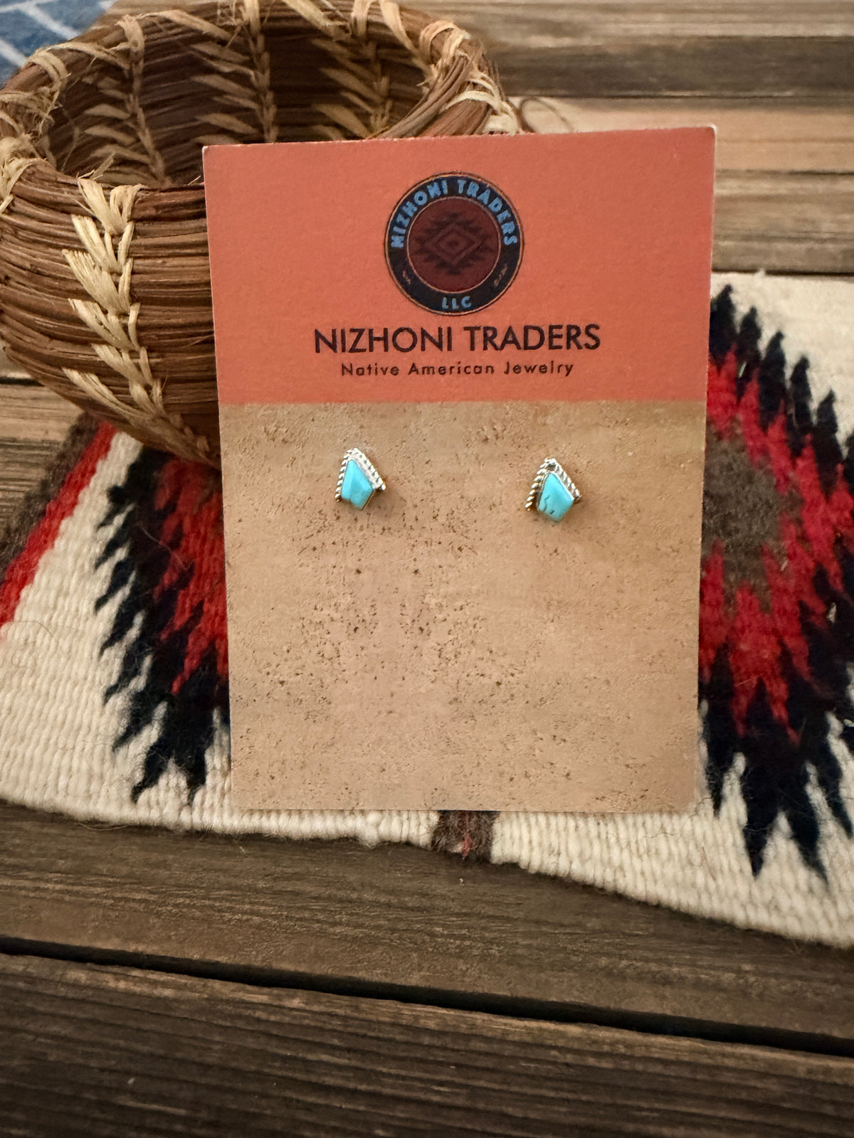 Handcrafted Sterling Silver & Turquoise Stud Earrings