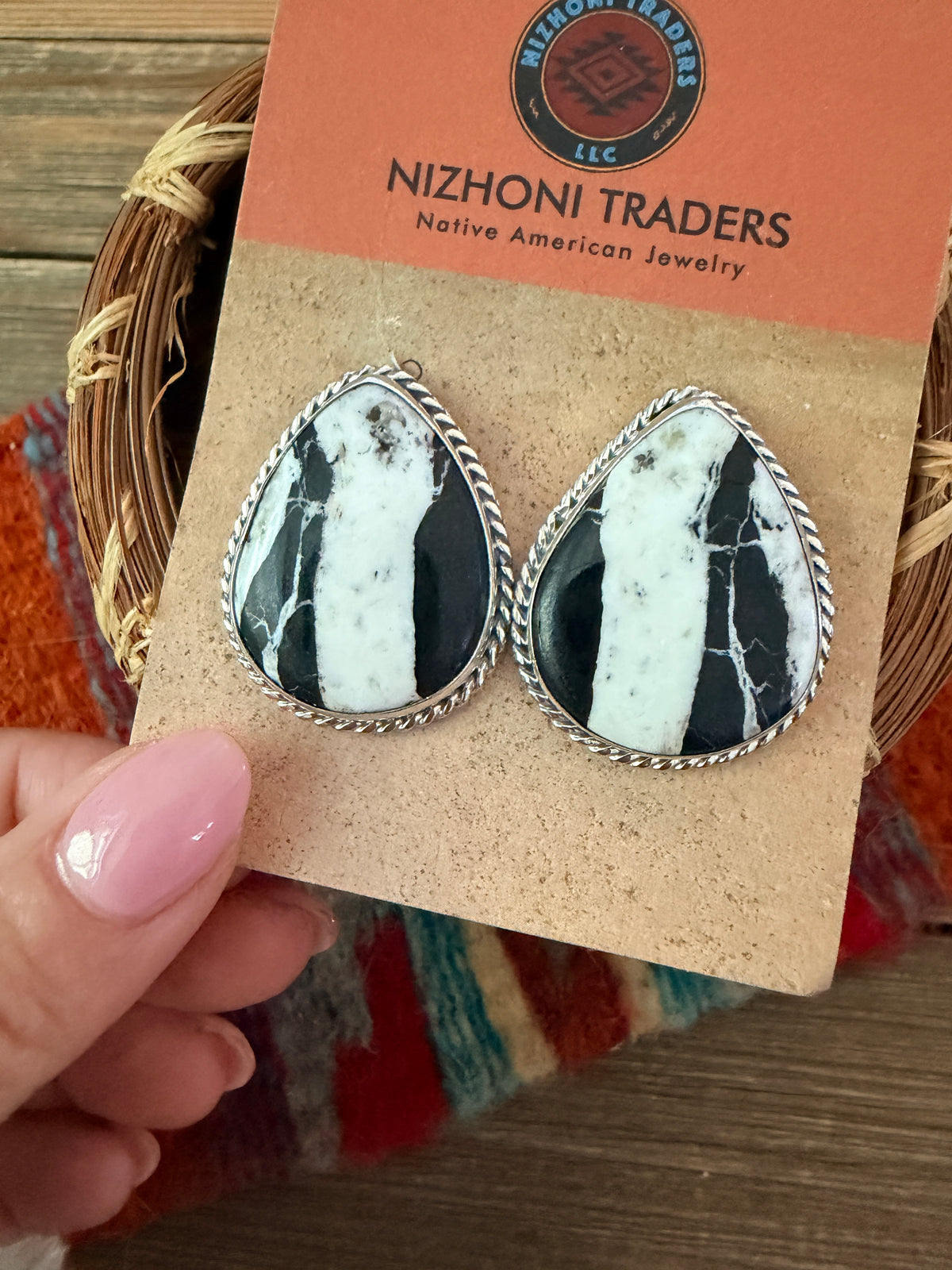 Handcrafted White Buffalo & Sterling Silver Post Earrings