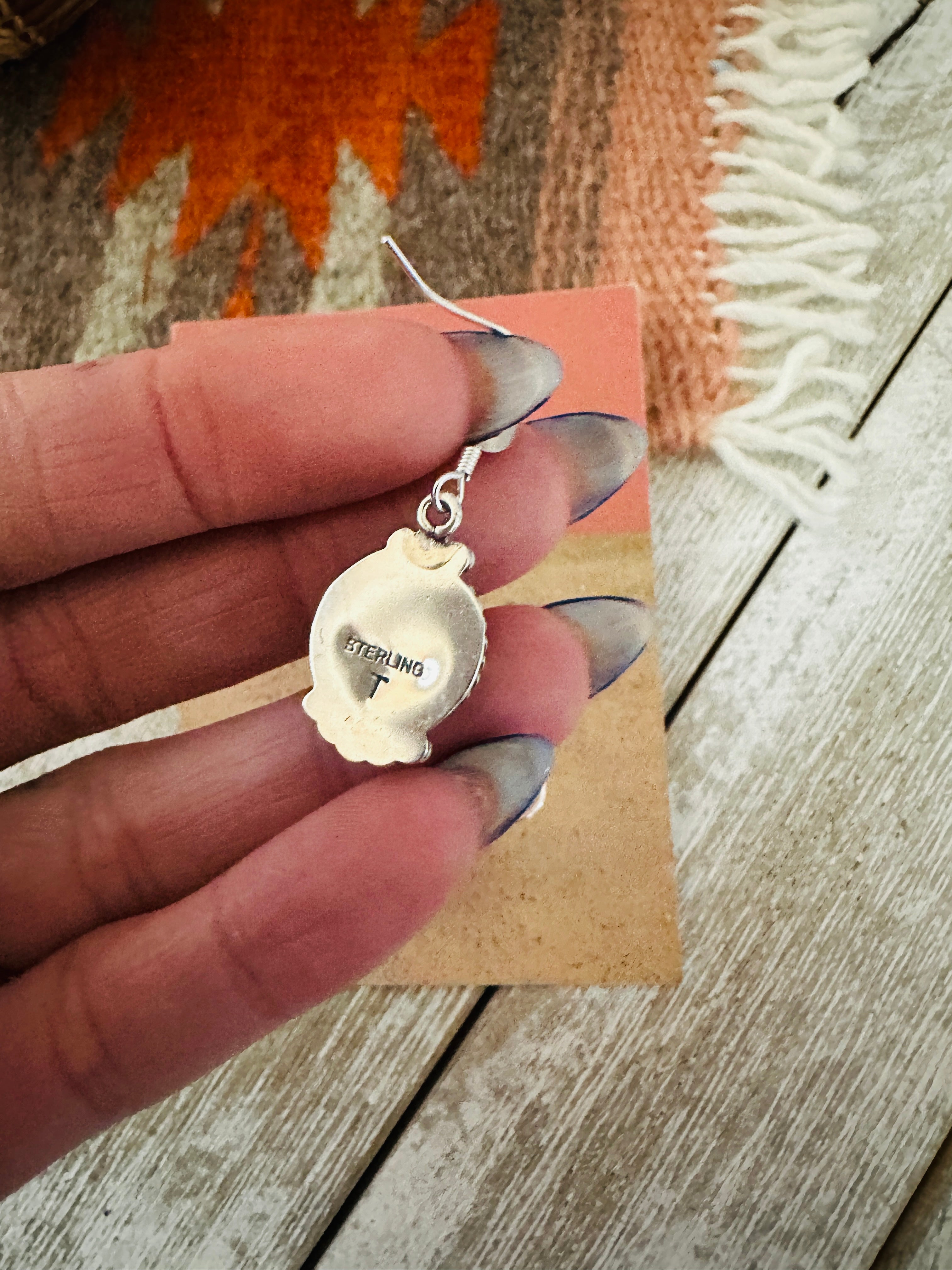 Handcrafted Hubei Turquoise & Sterling Silver Dangle Earrings