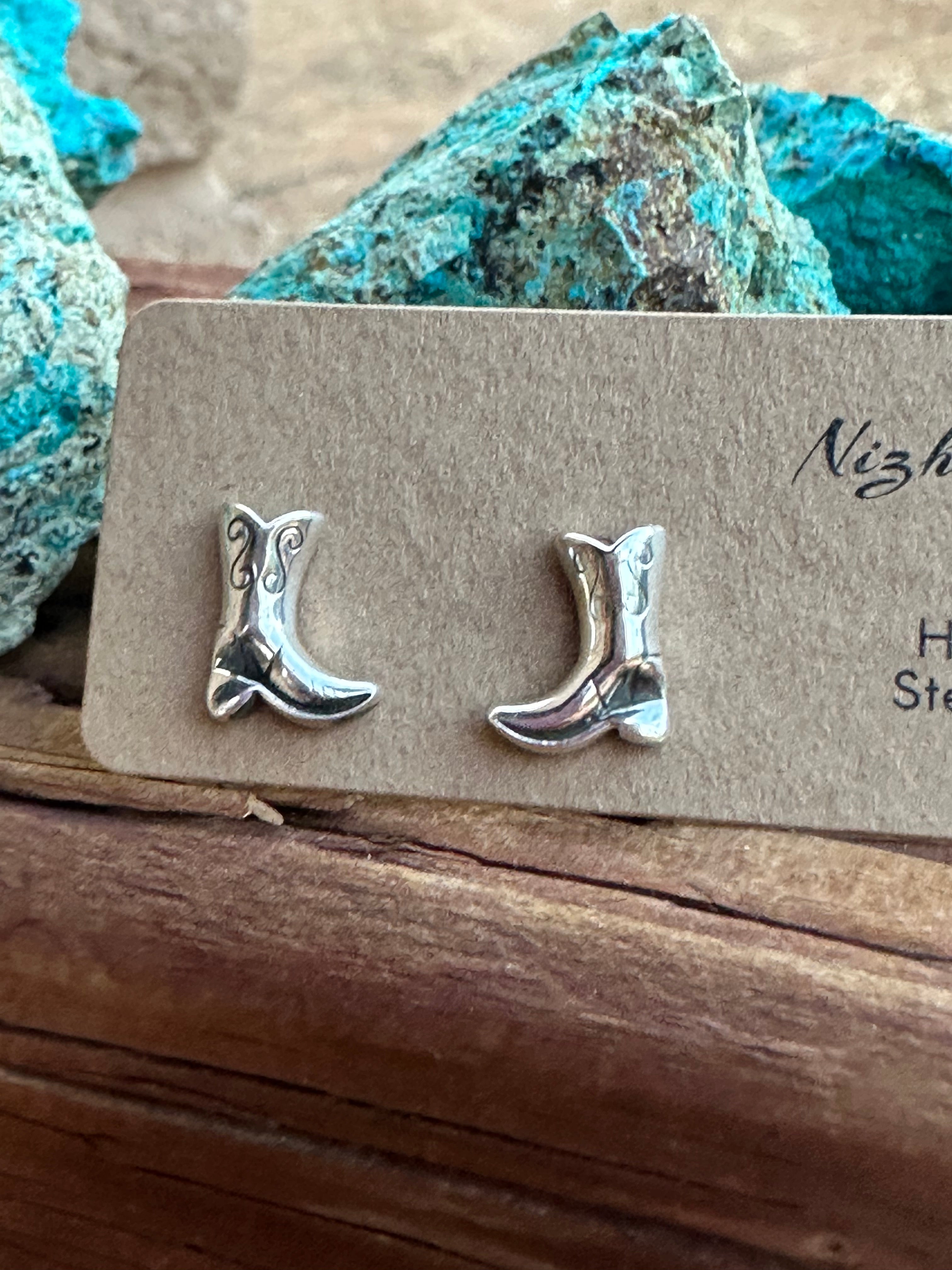 “The Cowboy” Handmade Sterling Silver Cowboy Boot Stud Earrings