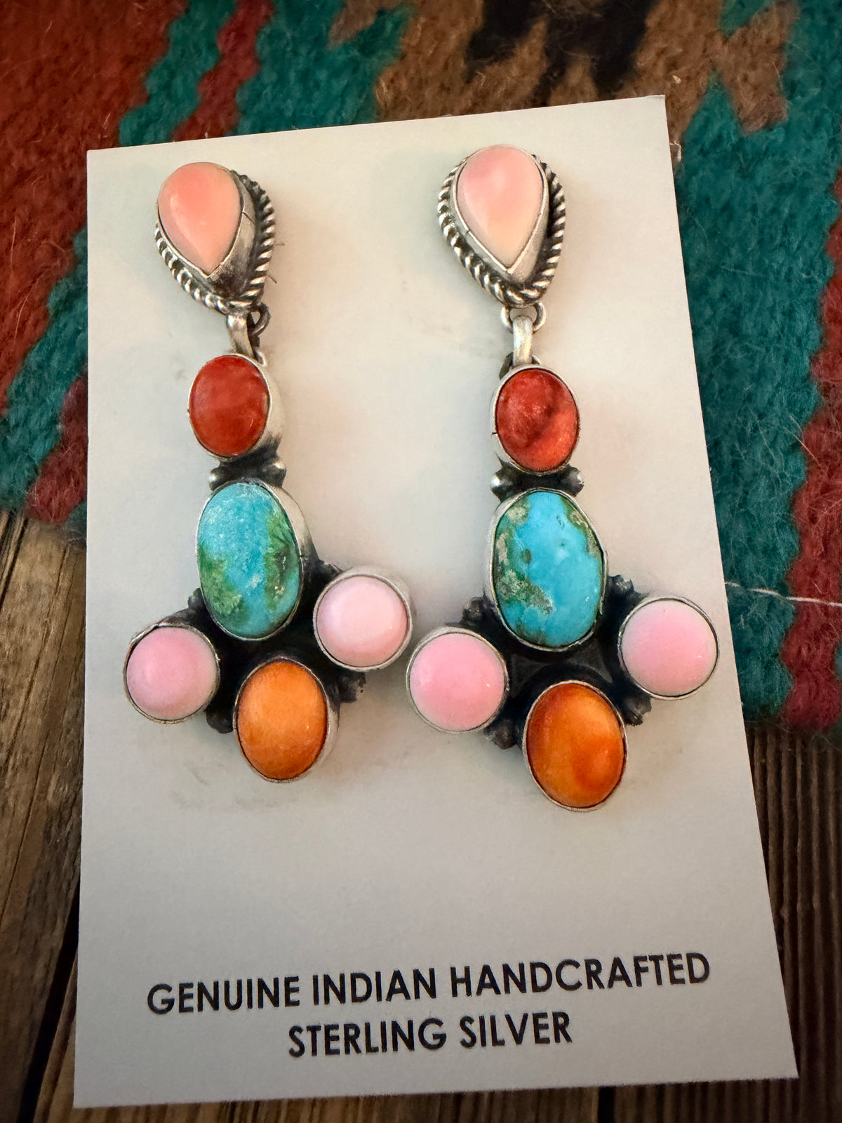 Handcrafted Multi Stone & Sterling Silver Dangle Earrings