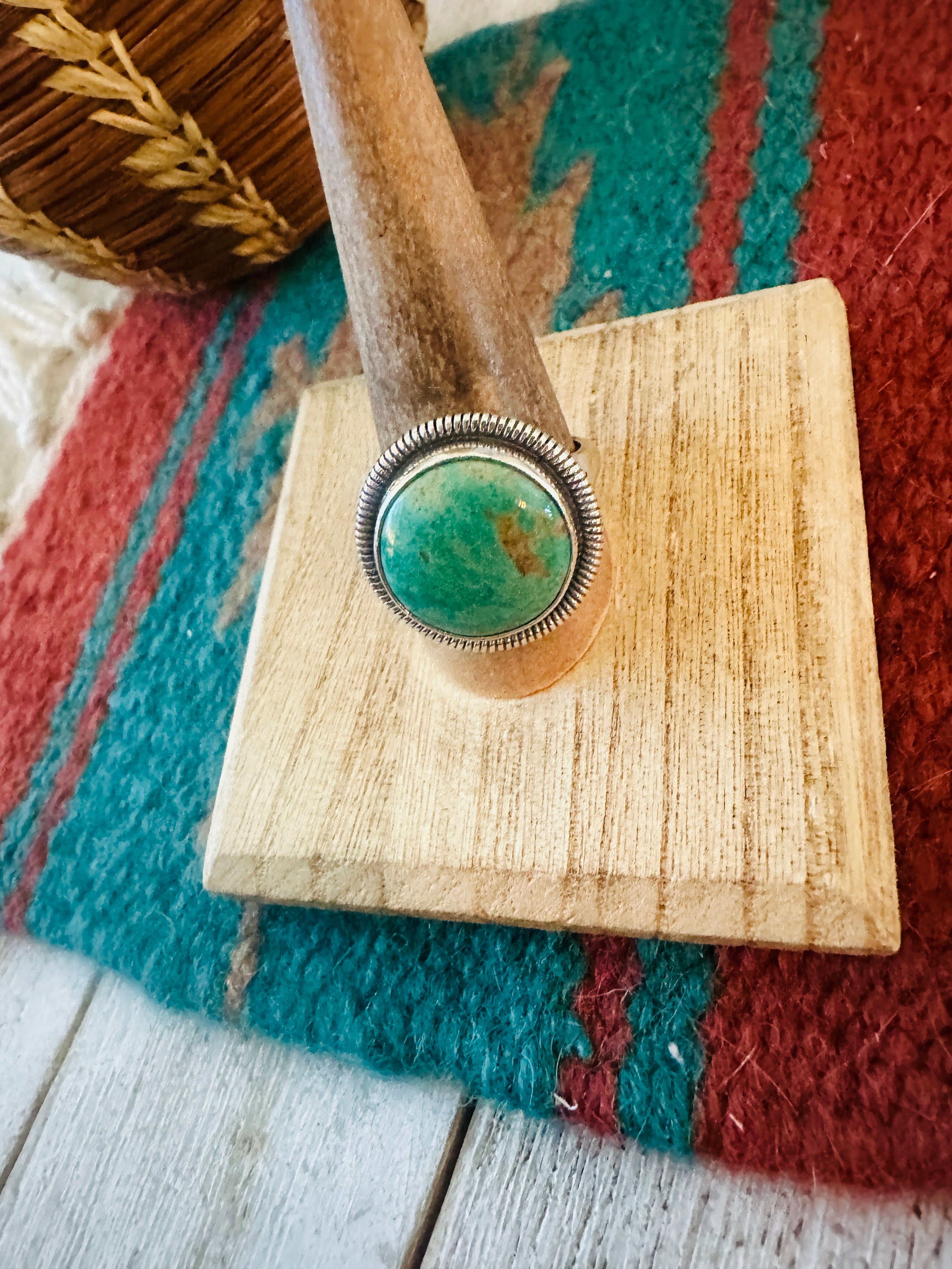 Handcrafted Sterling Silver & Turquoise Ring by Wydell Billie