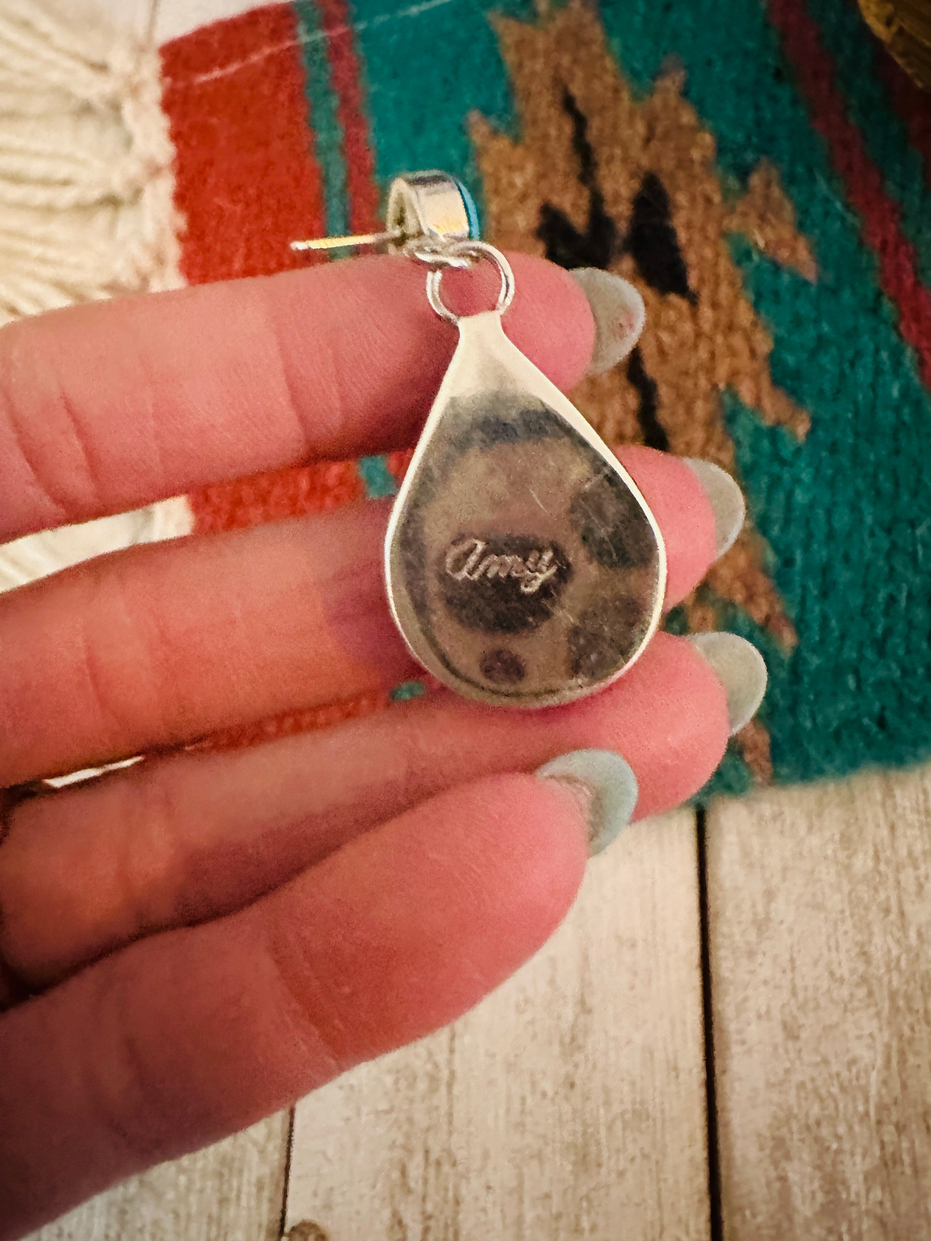 Zuni Multi Stone & Sterling Silver Inlay Dangle Earrings