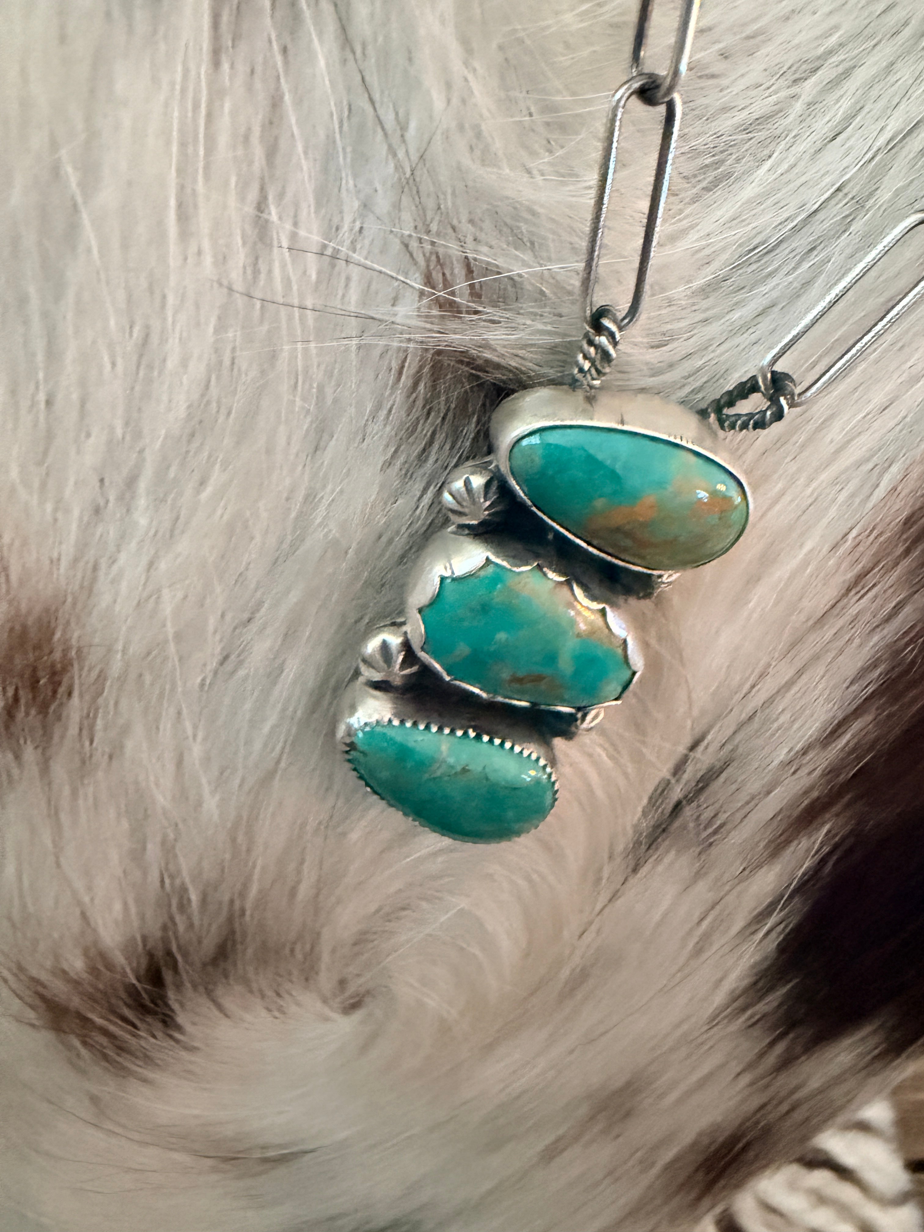 Handmade Sterling Silver & Tyrone Turquoise Necklace