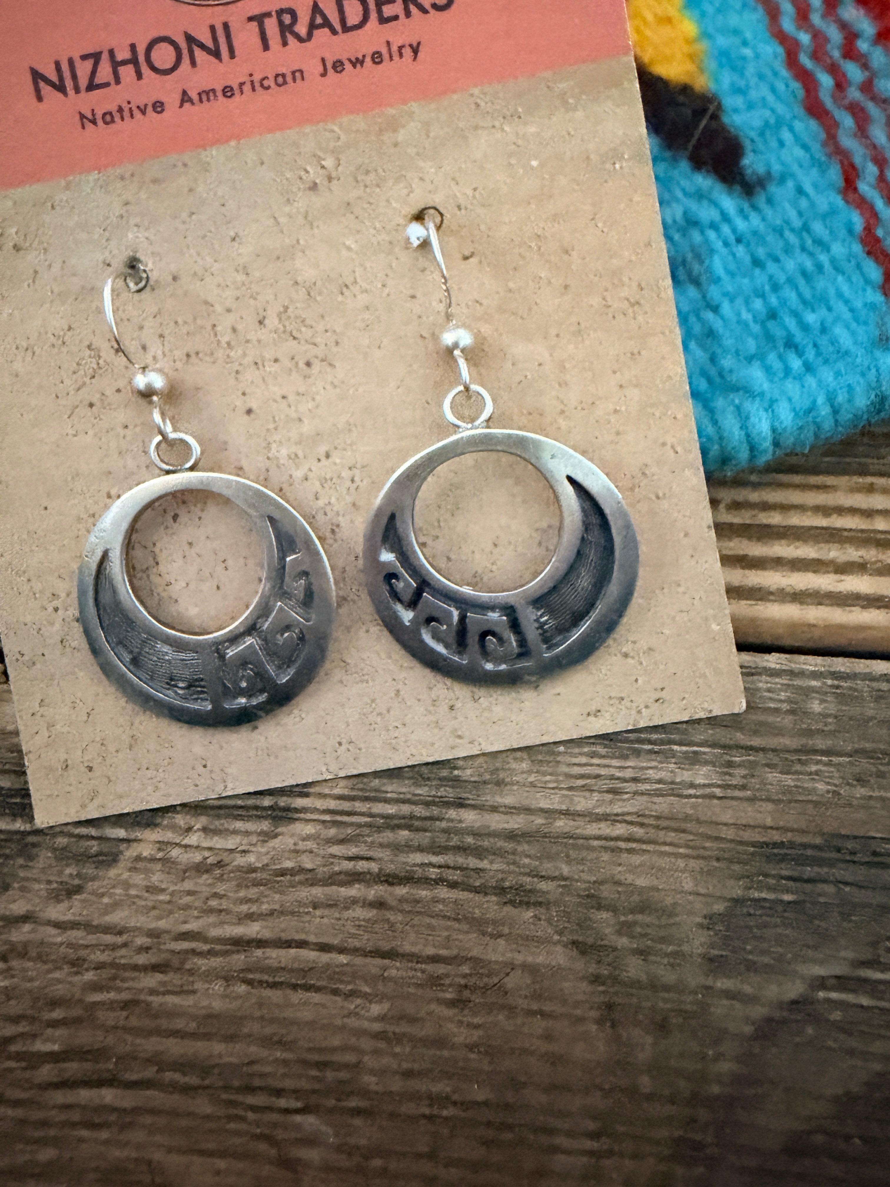 Handcrafted Old Pawn Sterling Silver Overlay Dangle Earrings