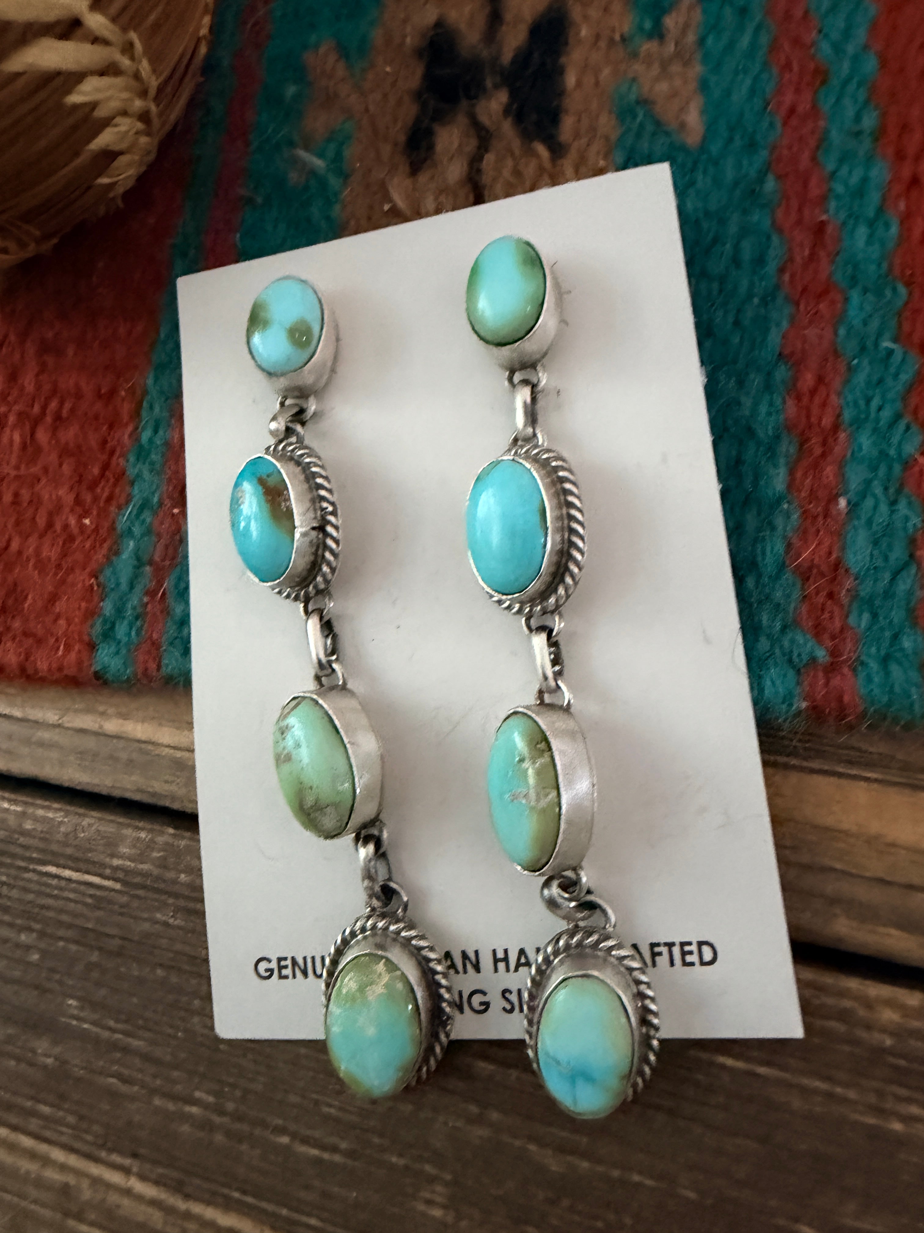 Handcrafted Sonoran Mountain Turquoise & Sterling Silver Dangle Earrings