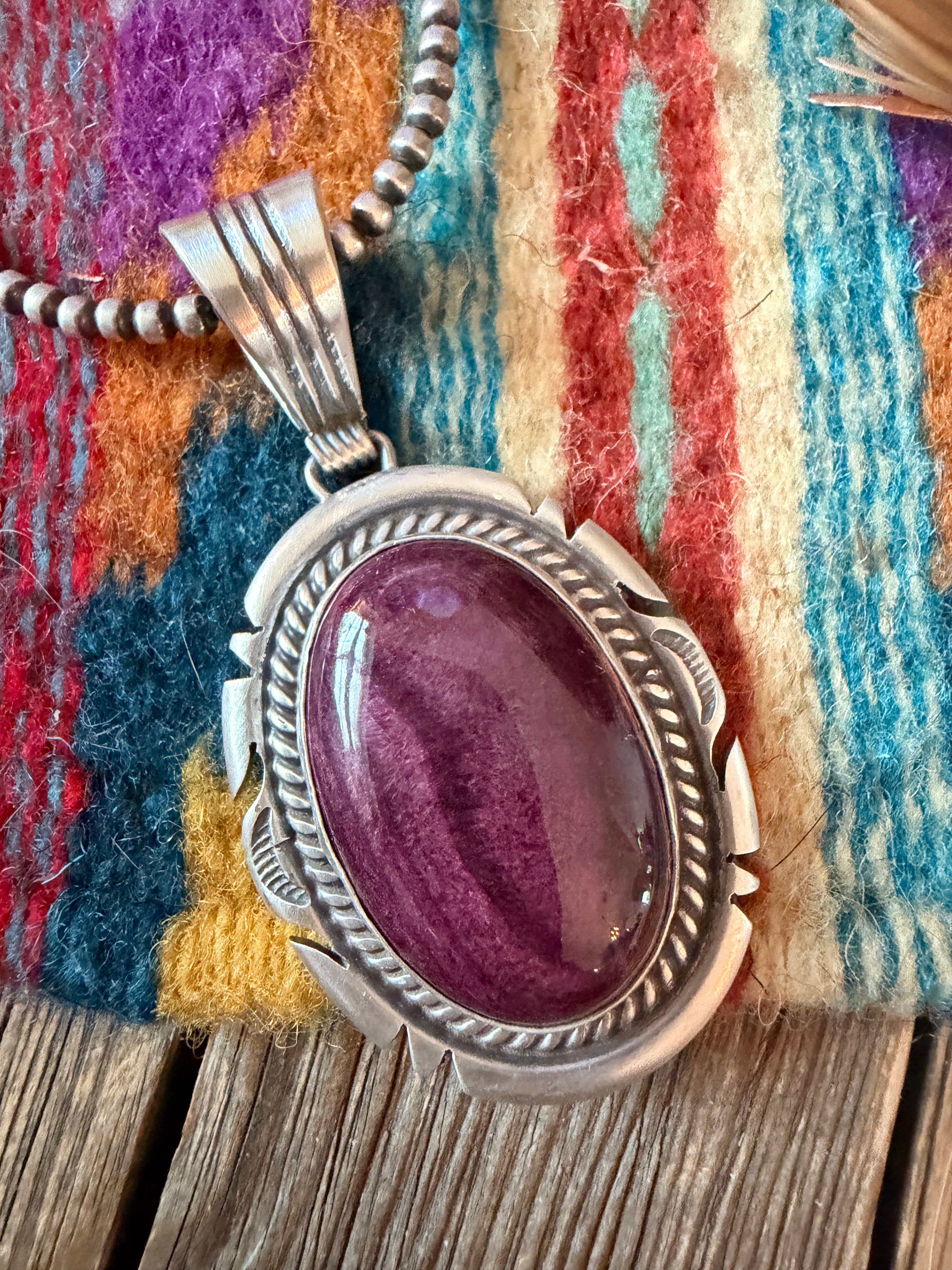Handcrafted Sterling Silver & Spiny Oyster Pendant by Jon McCray