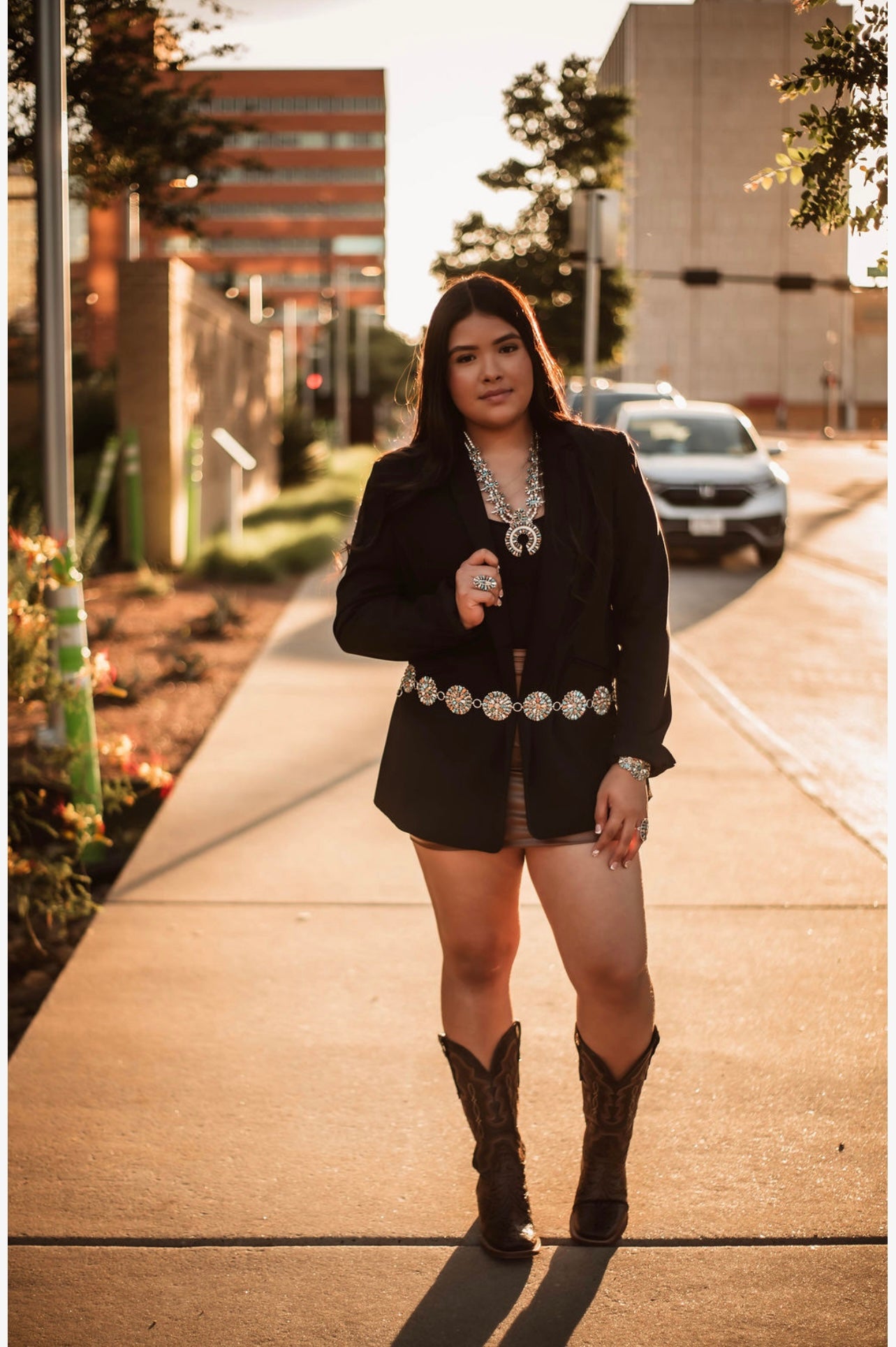 Navajo Multi Stone Spice Mojave Cluster And Sterling Silver Silver Belt, Signed TW