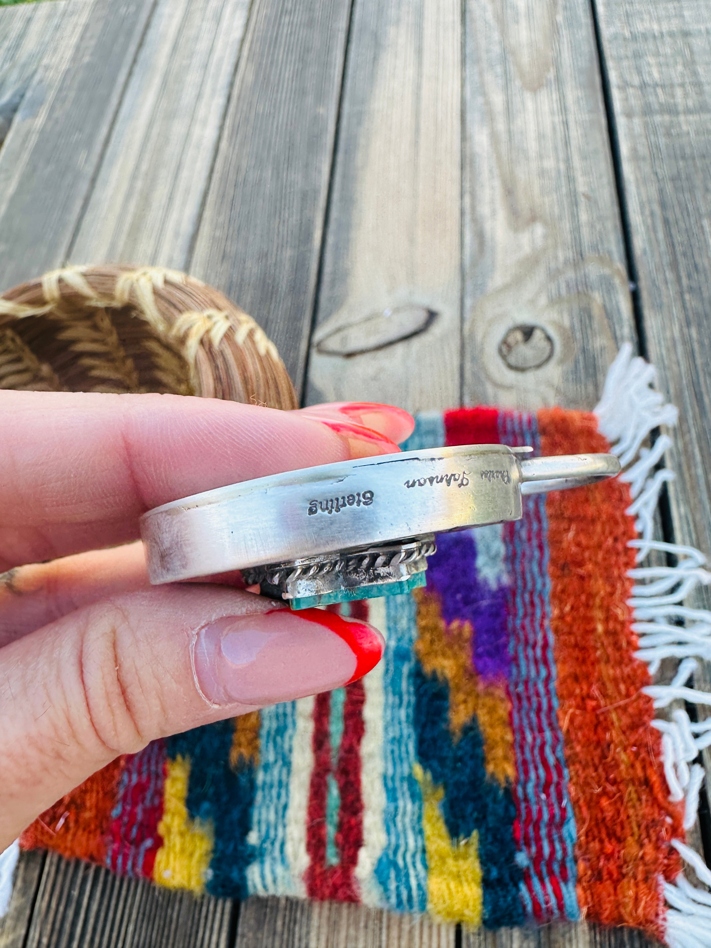 Handcrafted Turquoise & Sterling Silver Locket Style Pendant by Charles Johnson