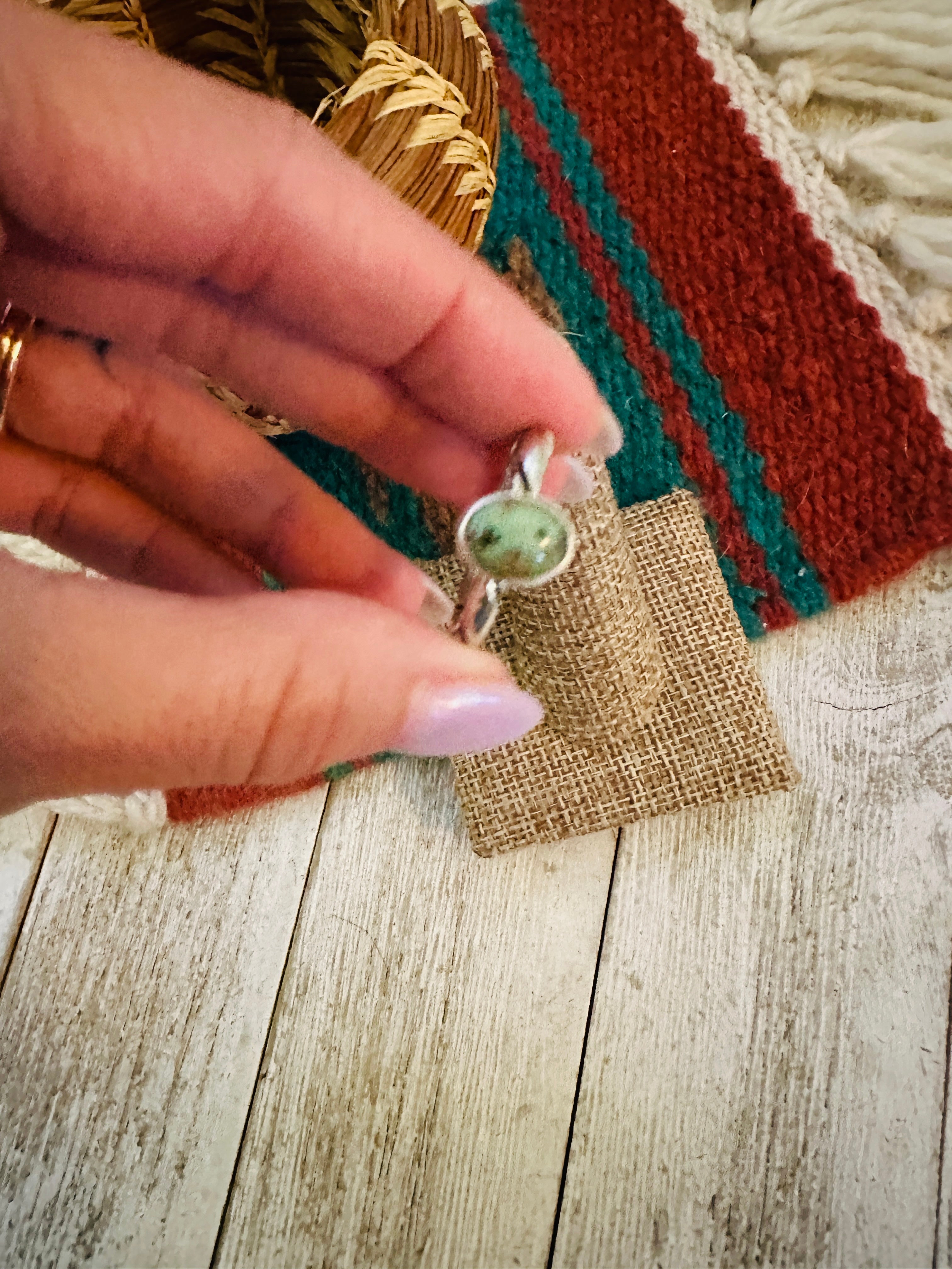 Handcrafted Sterling Silver & Turquoise Ring Size 5.5