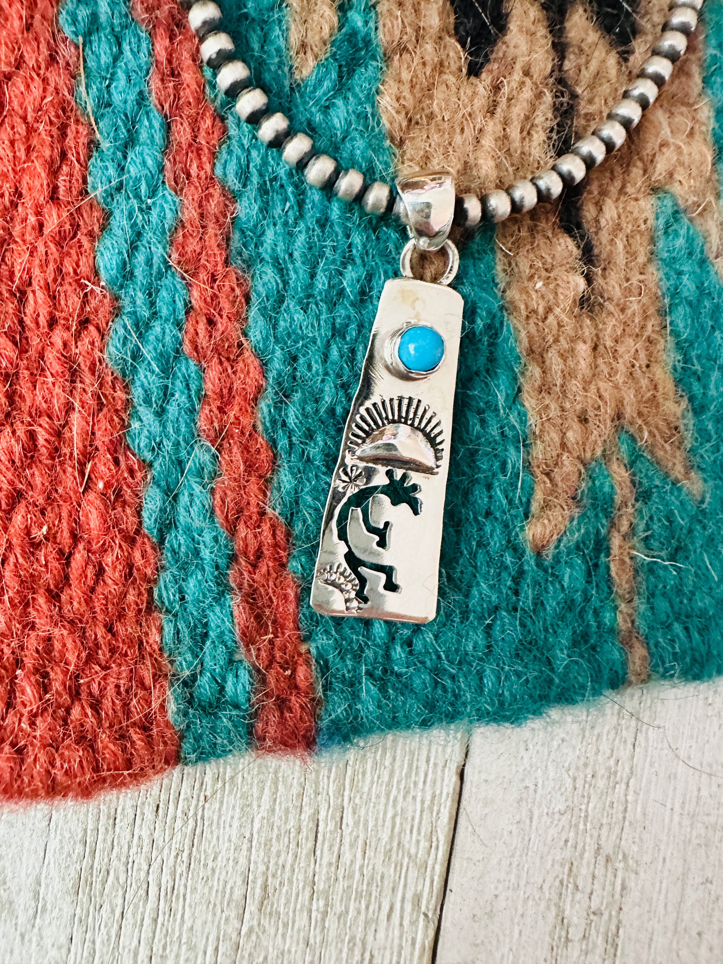 Navajo Turquoise & Sterling Silver Kokopelli Pendant