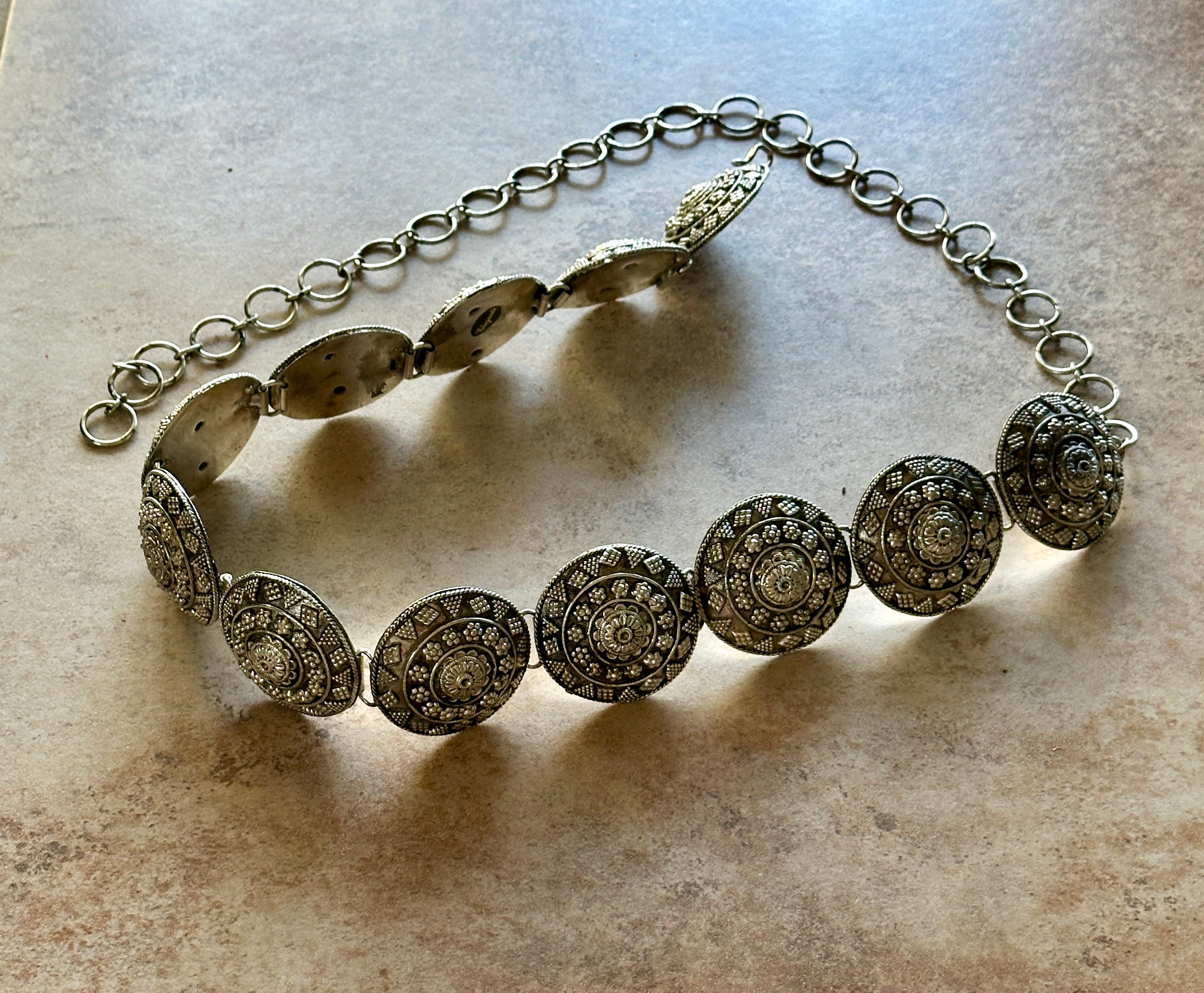 Antique Vintage Silver-Plated Brass Belt