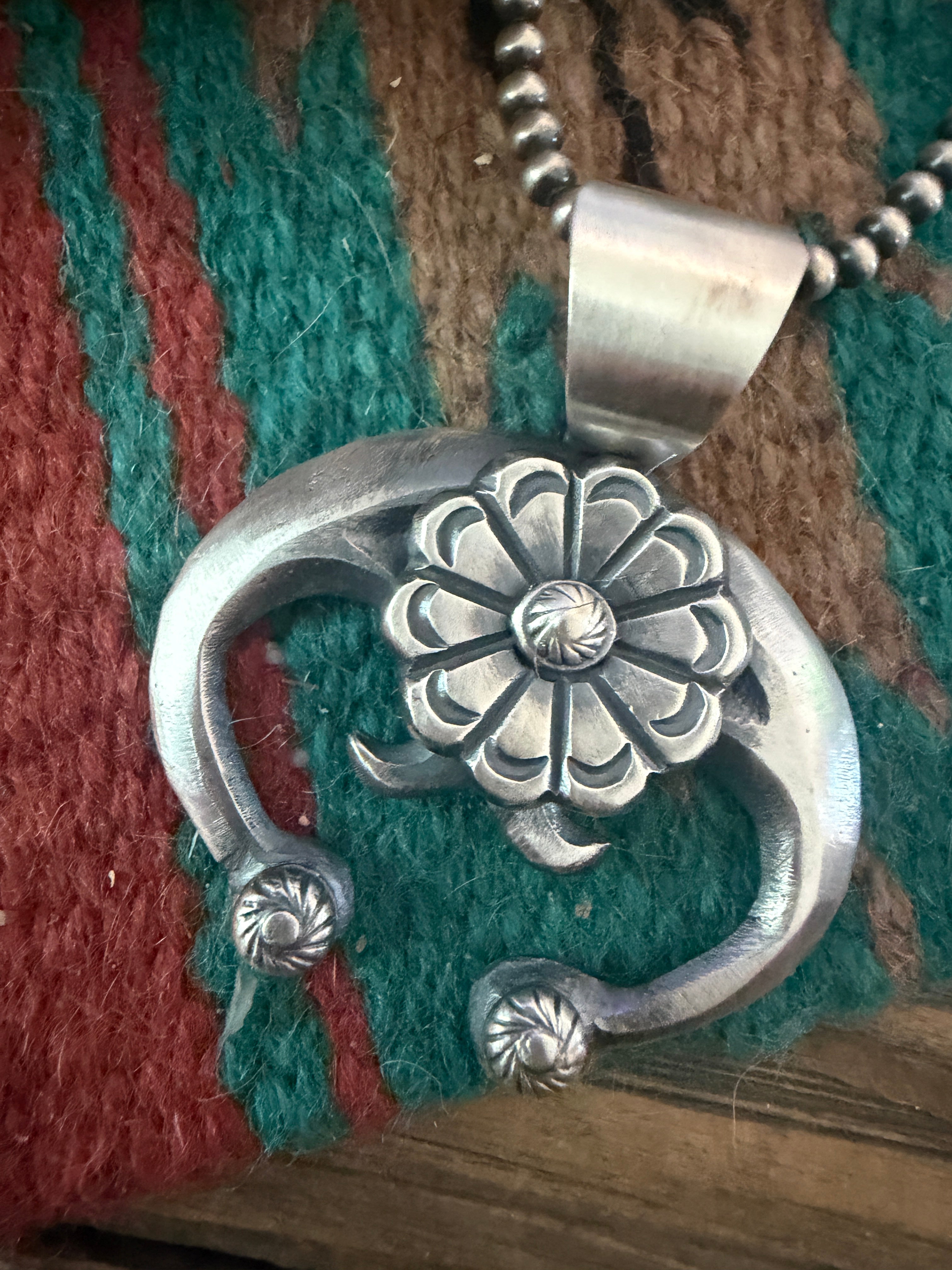 Handcrafted Sterling Silver Flower Naja Pendant by Chimney Butte