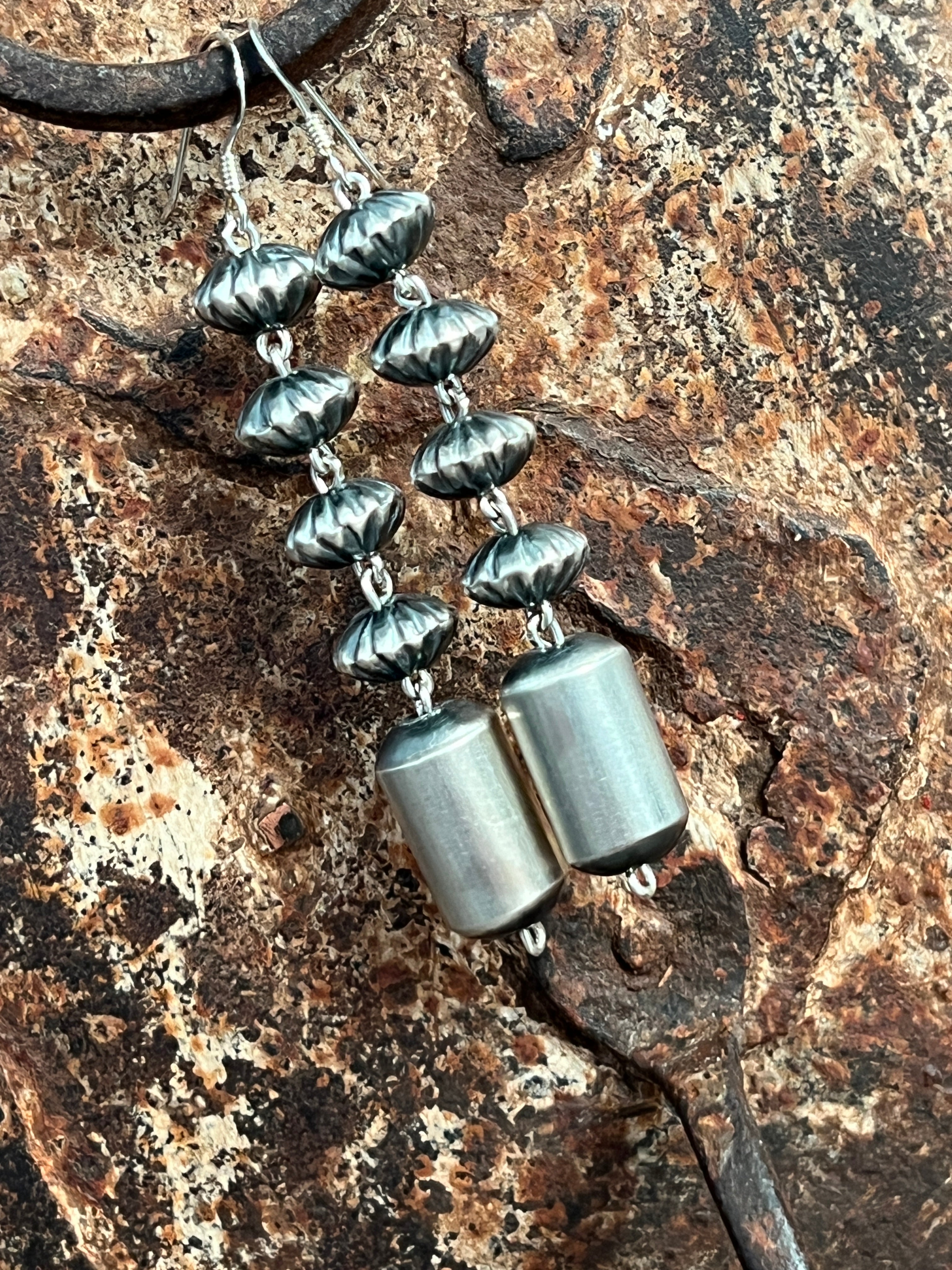 Handcrafted Handmade Sterling Linked Bead Earrings by Crystal Haley