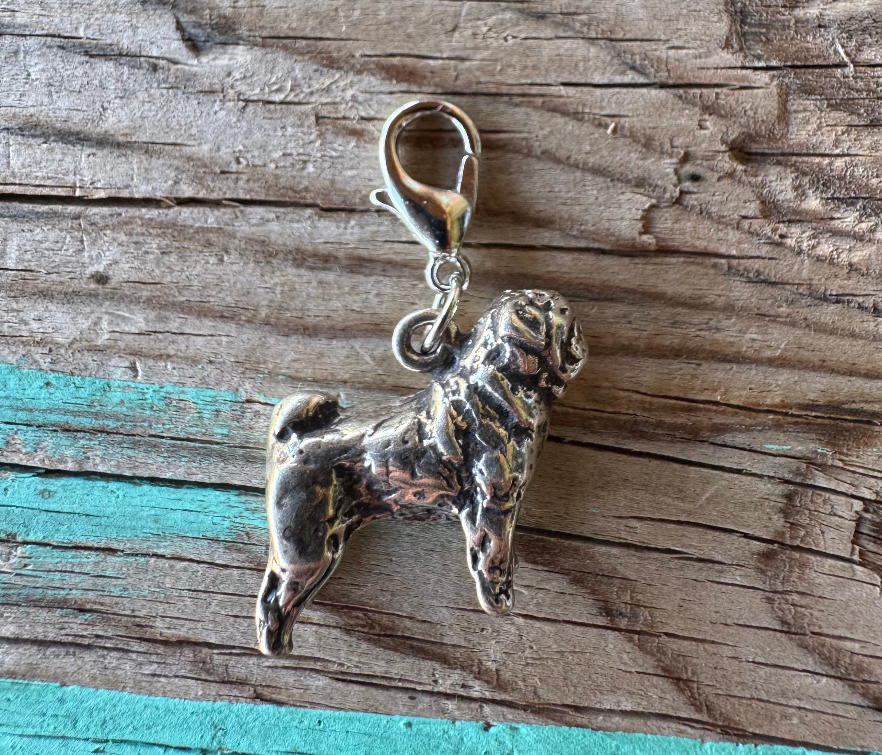 Handcrafted Sterling Silver Pug Dog Charm
