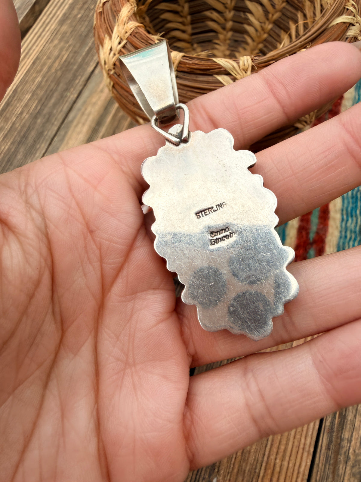 Old Pawn Handcrafted Coral and Sterling Silver Cluster Pendant by Emma Lincoln