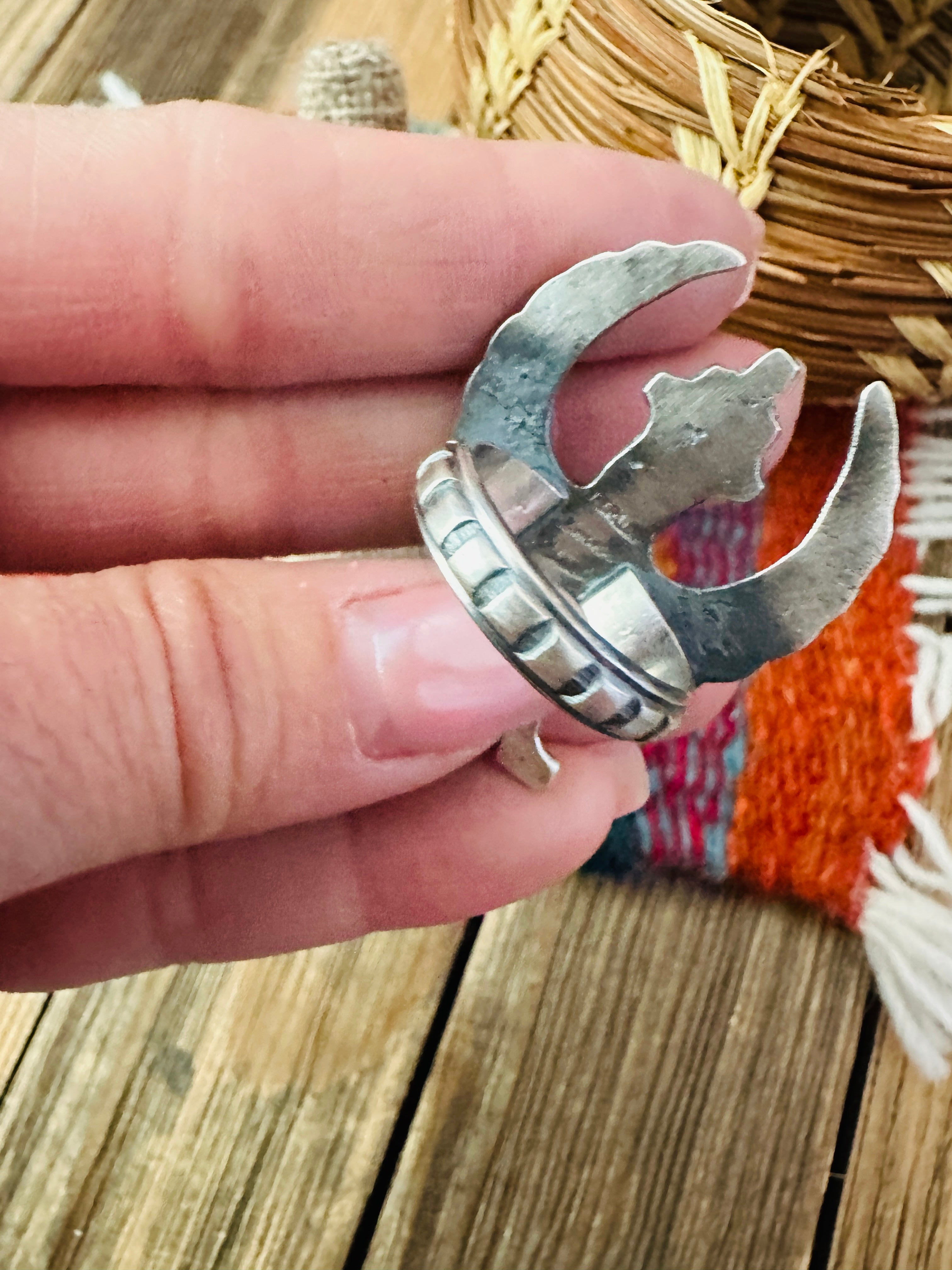 Handcrafted Labradorite and Sterling Silver Thunderbird Ring size 7.75 by Chimney Butte