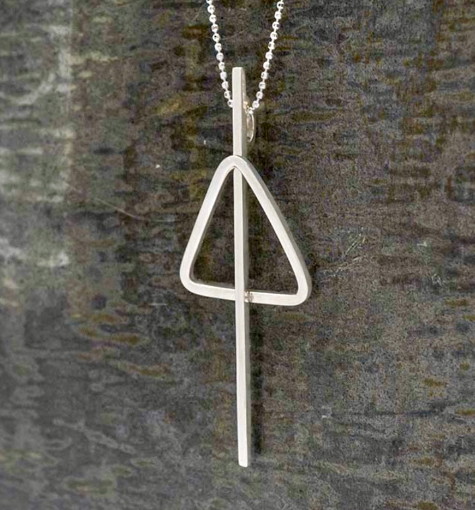 Pierced Triangle Pendant Sterling Silver Necklace
