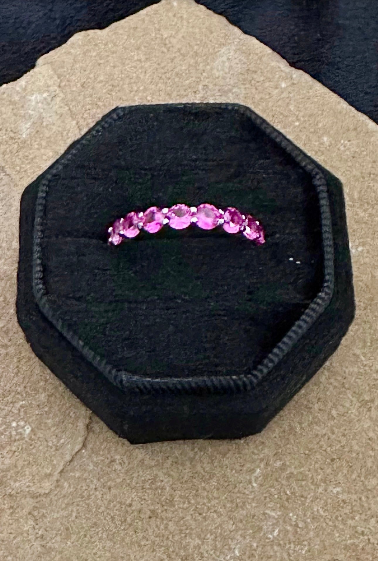 Sterling Silver Fuchsia CZ Eternity Band Ring