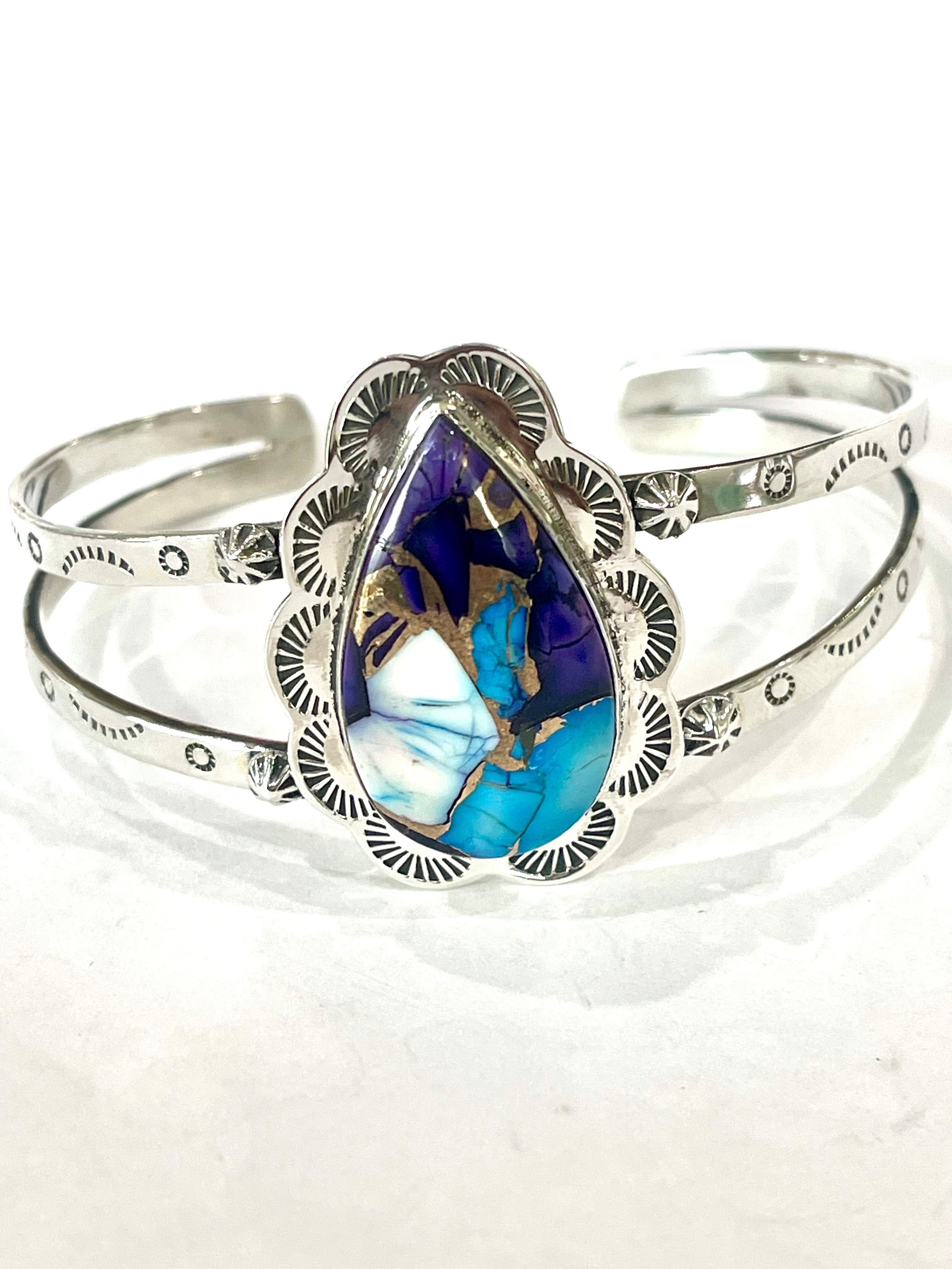 Handmade Purple Dream Mojave & Sterling Silver Cuff Bracelet