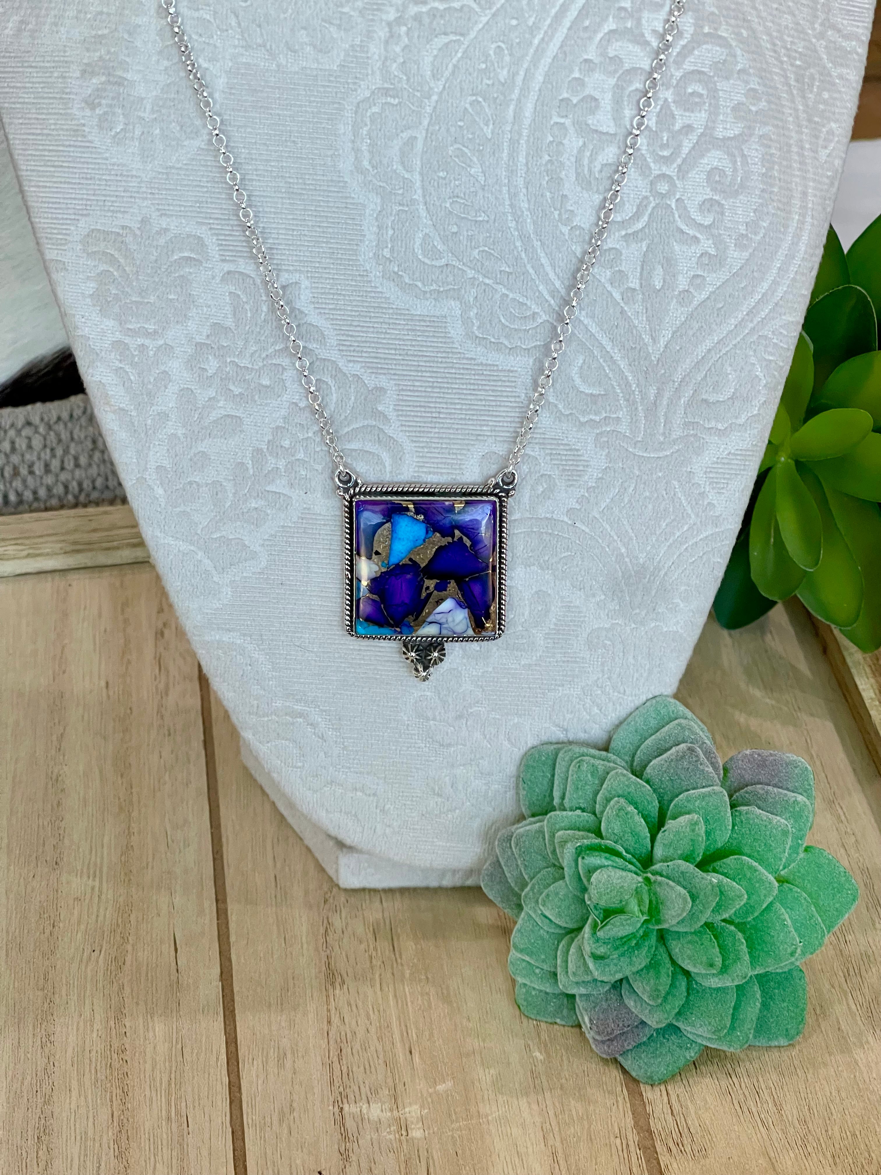 Handmade Sterling Silver & Purple Dream Mojave Heart Necklace