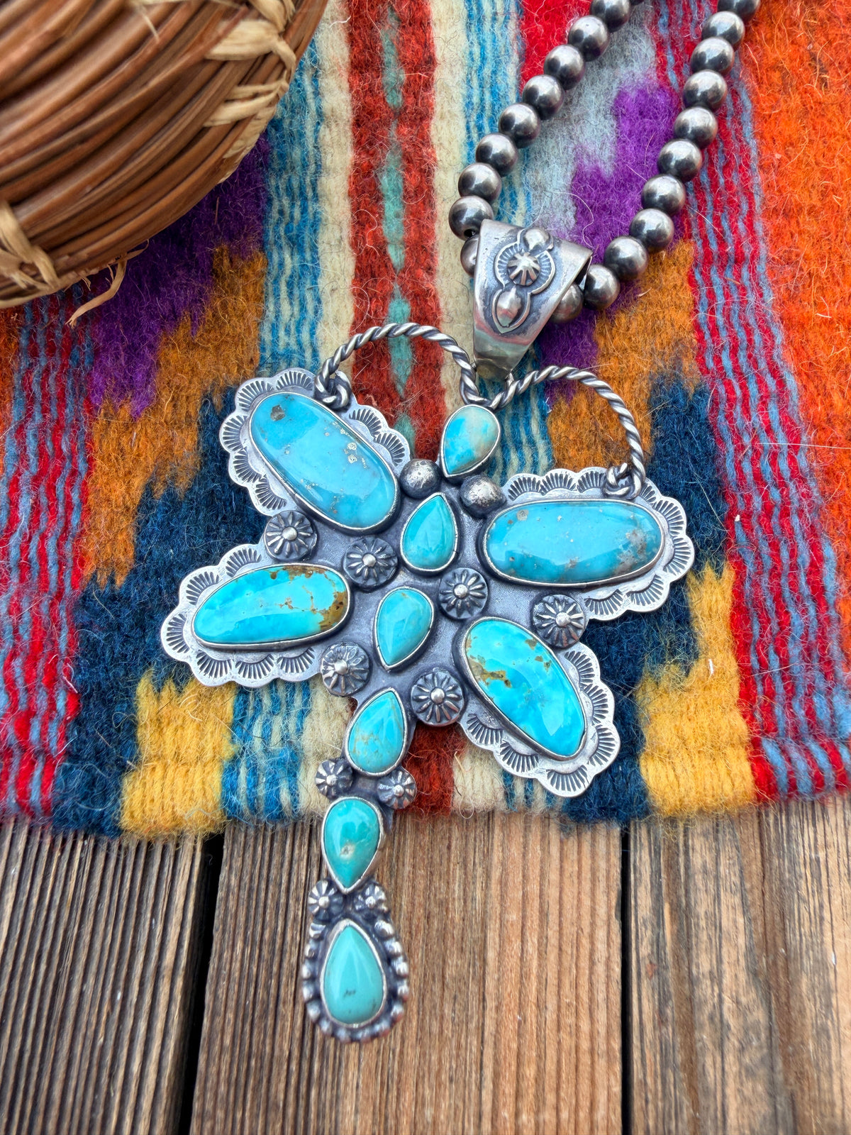 Handcrafted Sterling Silver & Turquoise Dragonfly Pendant by Alice McShirley