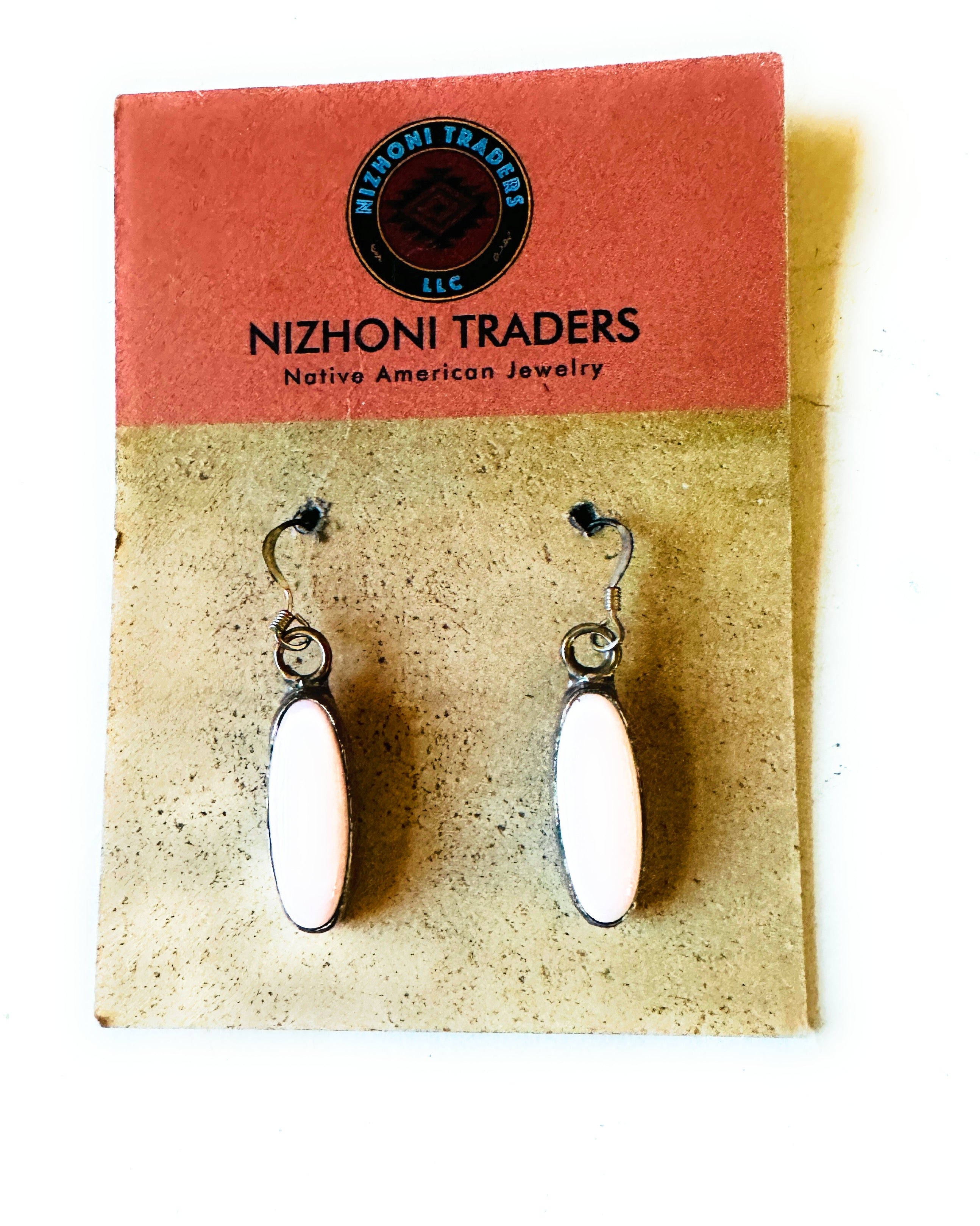 Navajo Queen Pink Conch & Sterling Silver Dangle Earrings