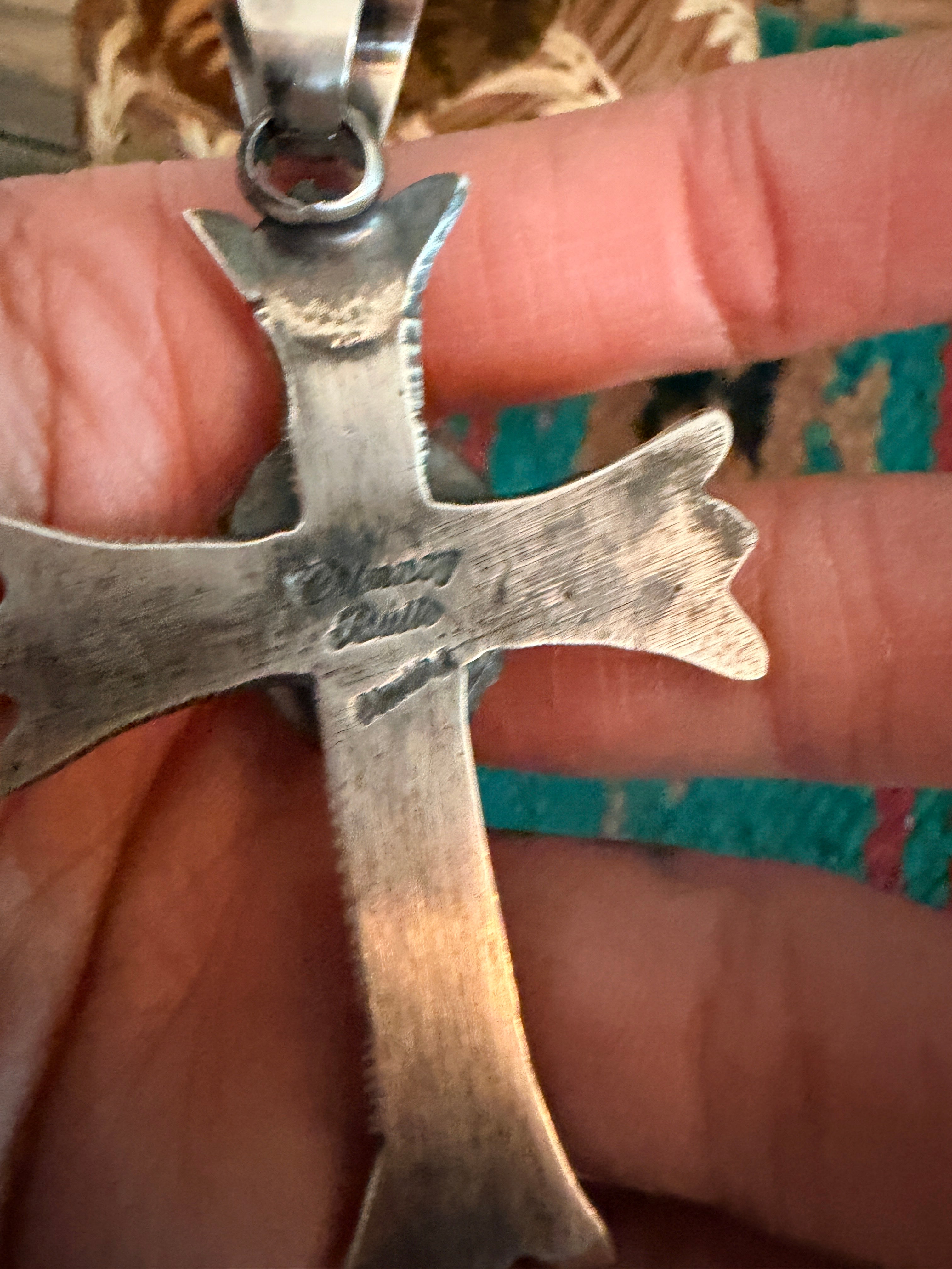 Handcrafted Sonoran Mountain Turquoise & Sterling Silver Cross Pendant by Chimney Butte