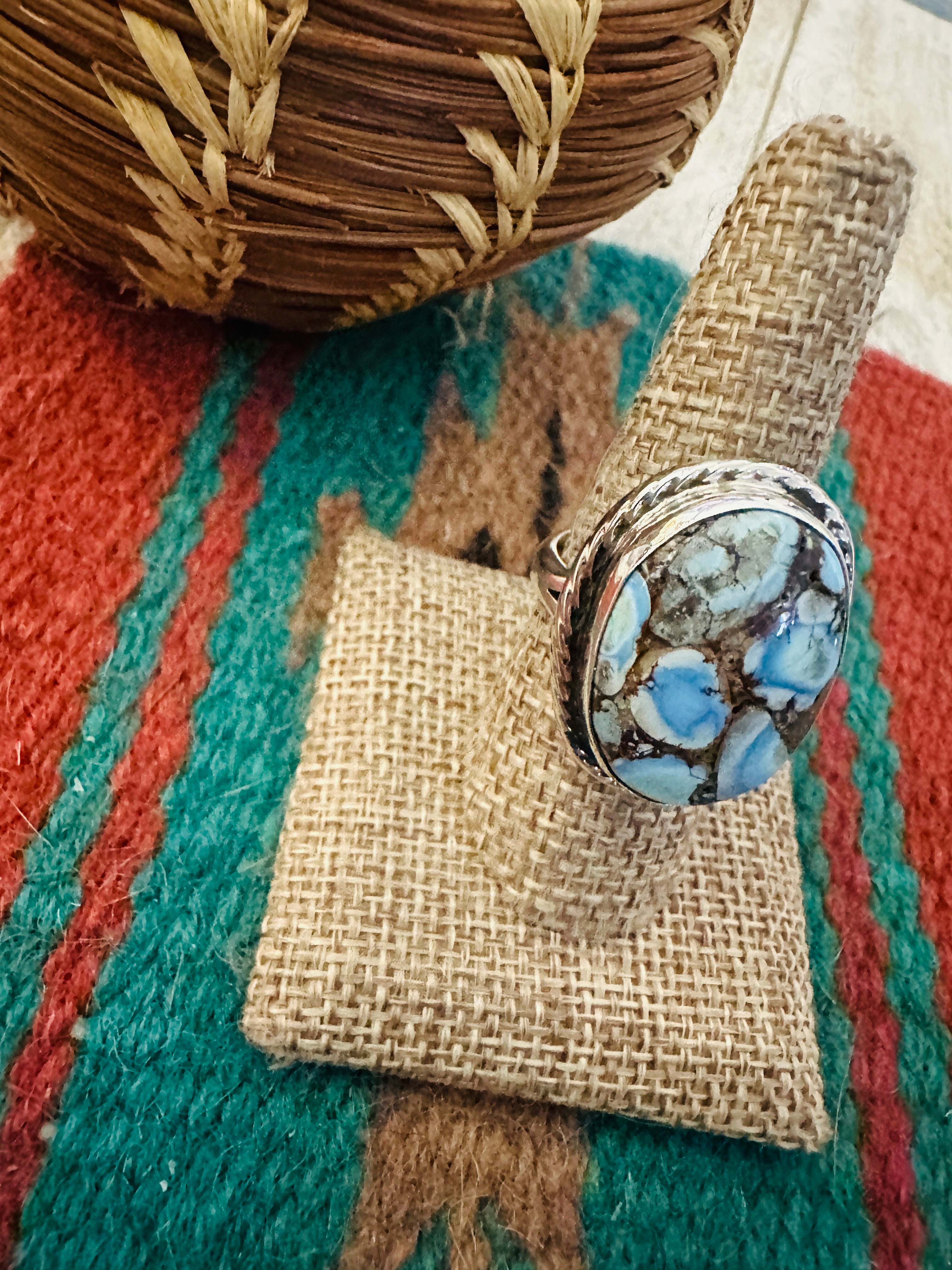 Handcrafted Golden Hills Turquoise & Sterling Silver Adjustable Ring