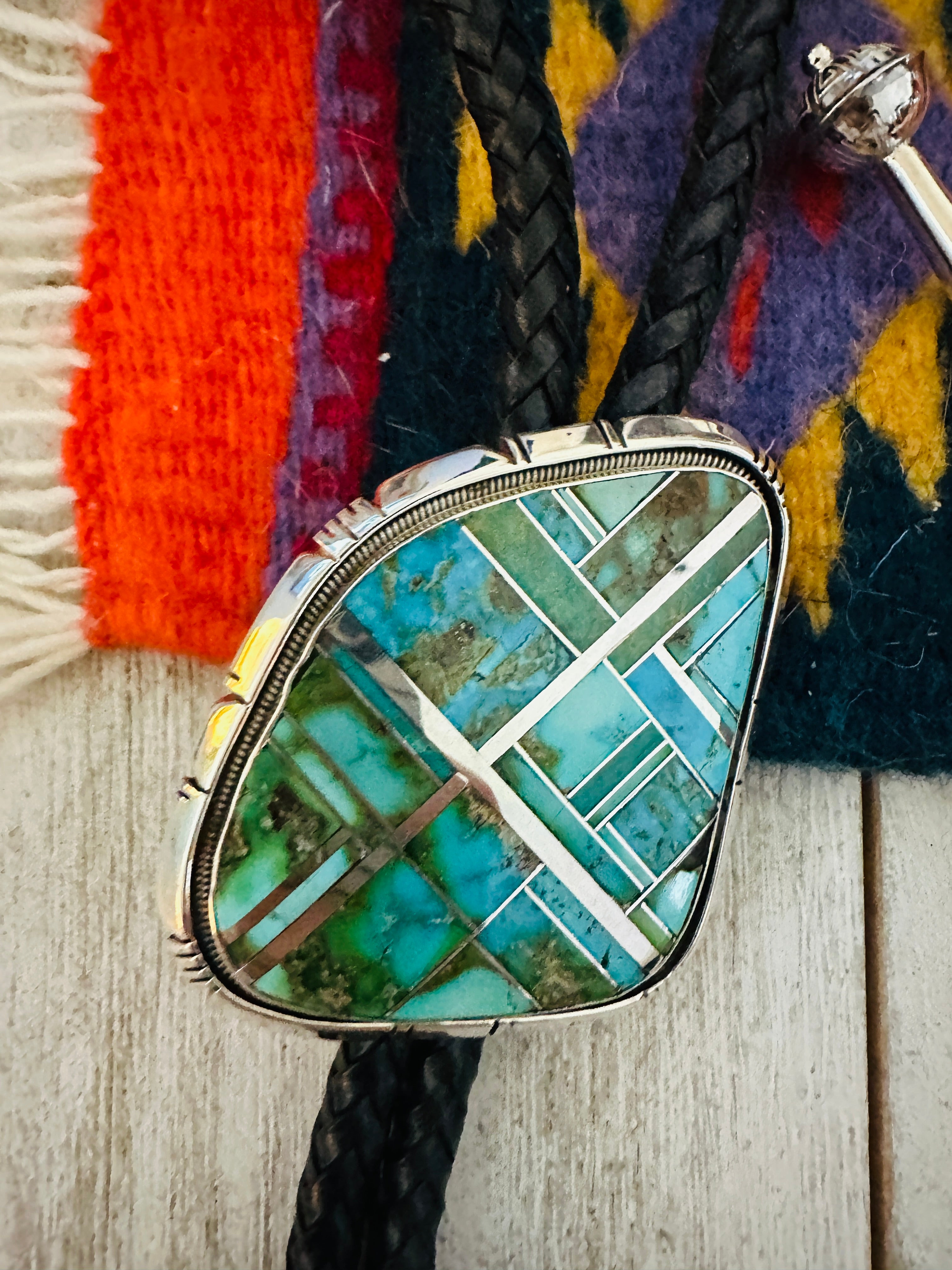 Navajo Sterling Silver & Sonoran Mountain Turquoise Bolo Tie