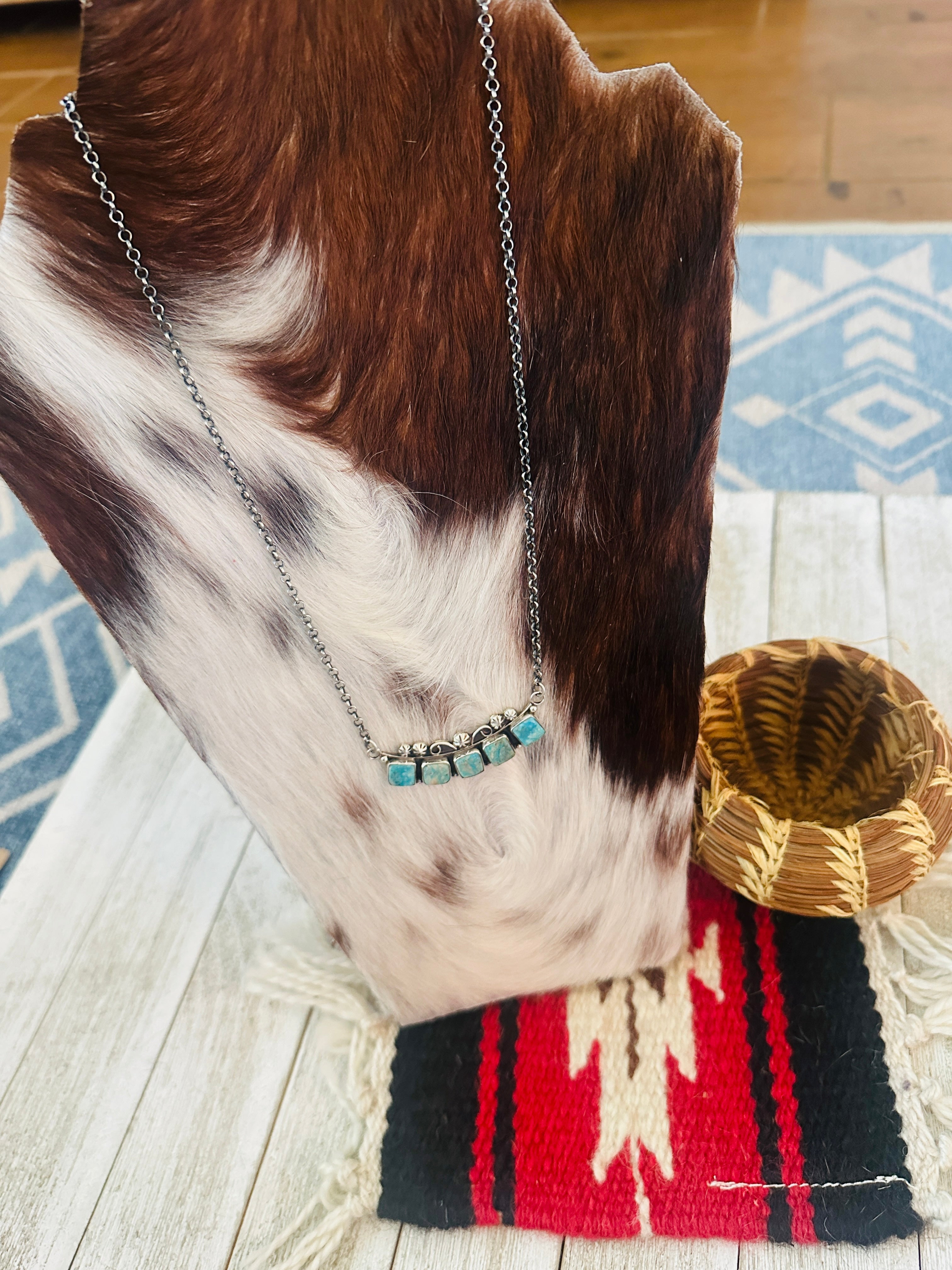 Handcrafted Sterling Silver & Royston Turquoise Necklace by Jacqueline Silver